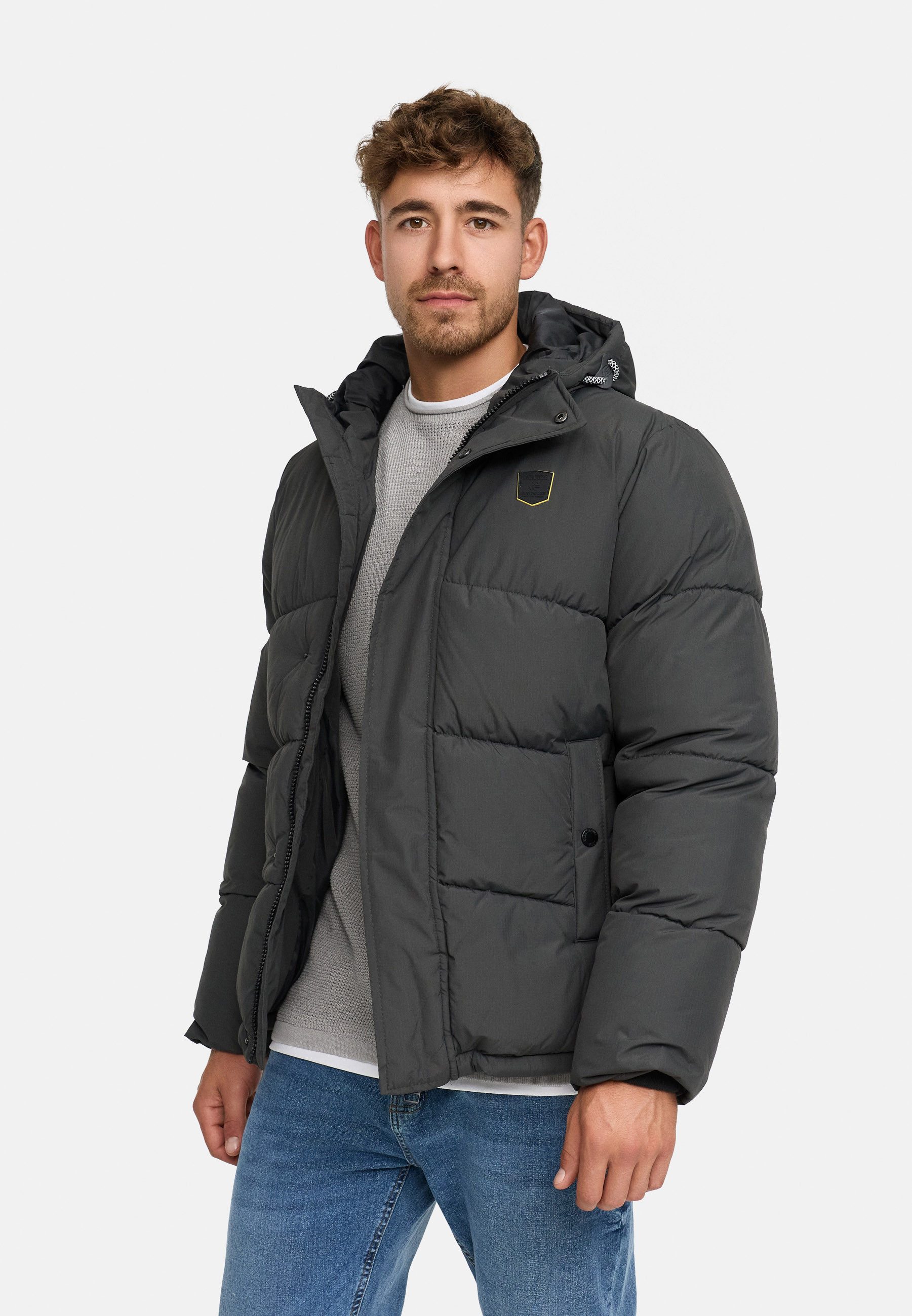 Indicode Winterjacke Herren INLaurits Jacket Herrenjacke Daunen-Optik mit Kapuze und sportiver Steppoptik