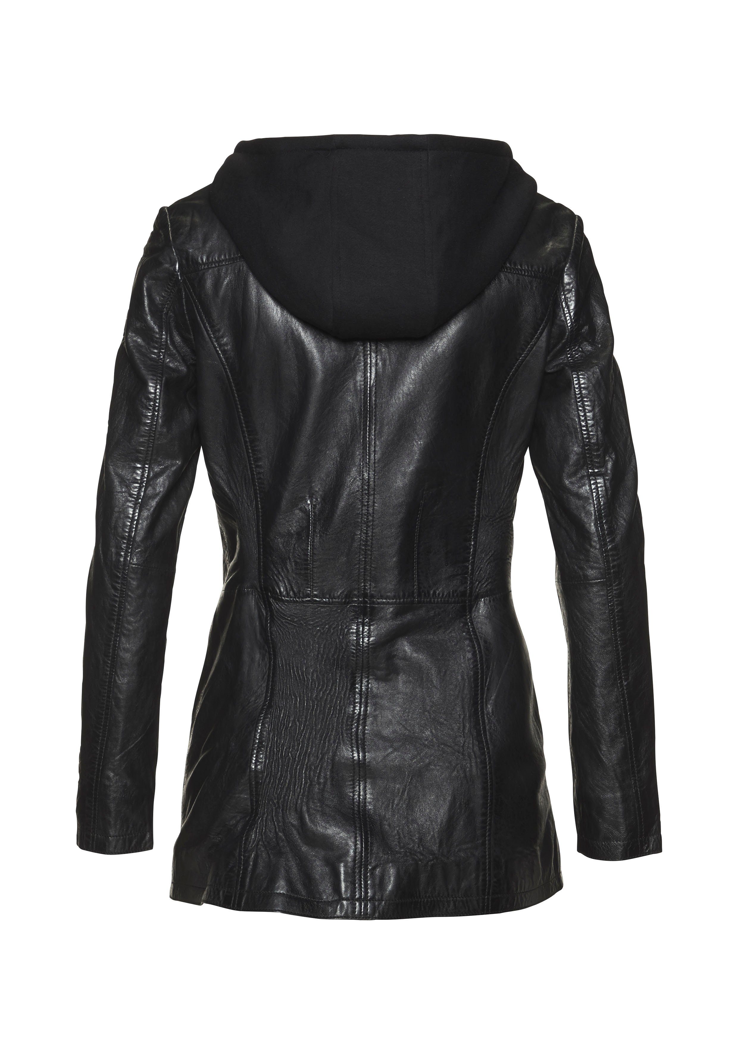 black Gipsy Longblazer Lederjacke stylischer Two-in-One-Look im hochwertiger CLEEO