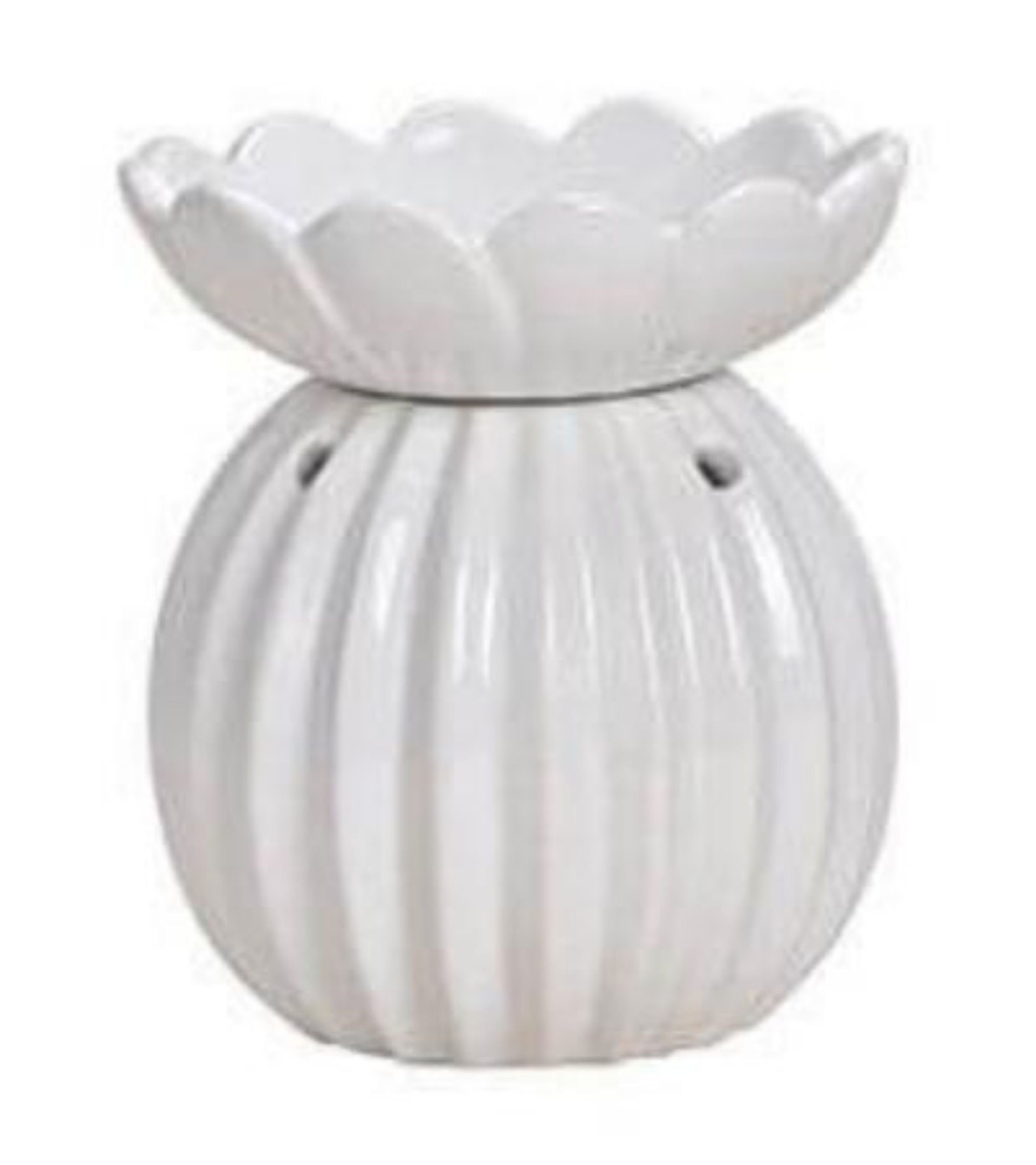 G. Wurm Kerzenhalter, Duftlampe Kugel aus Keramik, weiß, für Teelichter,  Ausführung mit abnehmbarer Duftschale, ideal für Duft- Öle und Wachse,  Maße: Länge x Tiefe x Höhe = 13 x 13 x 15