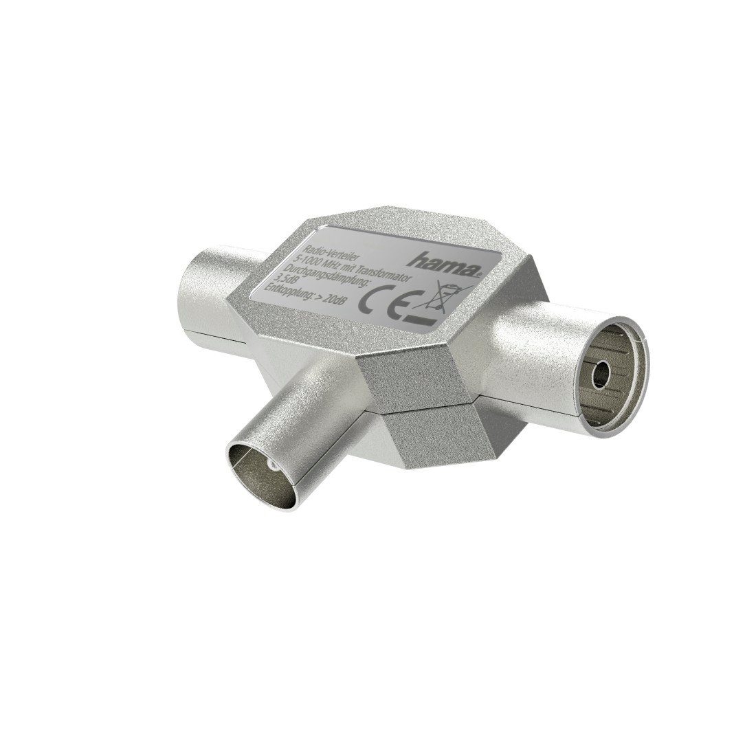 Hama Antennen Распределители, Koax Stecker - 2 Koax Kupplungen, Metall SAT-Kabel, Ausgang: F-Kupplung 2x Eingang: Koaxial
