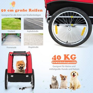 COSTWAY Fahrradhundeanhänger Hundebuggy Fahrradanhänger, klappbar bis 40kg