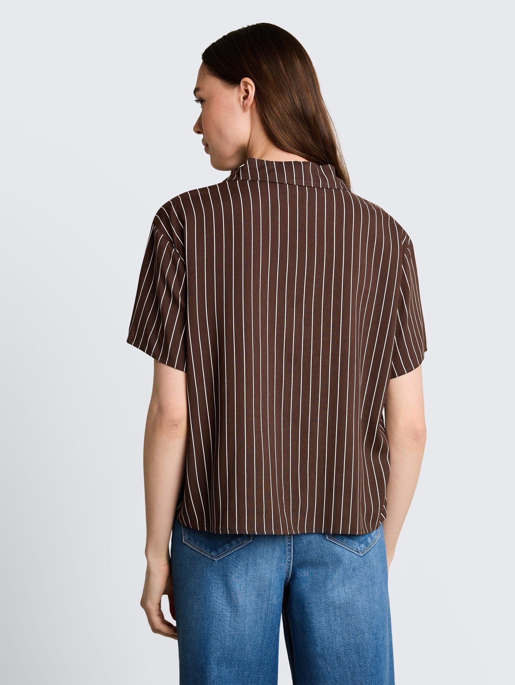 TOM TAILOR Denim Kurzarmbluse Blusen & Shirts Boxy Fit Hemdbluse aus Viskose