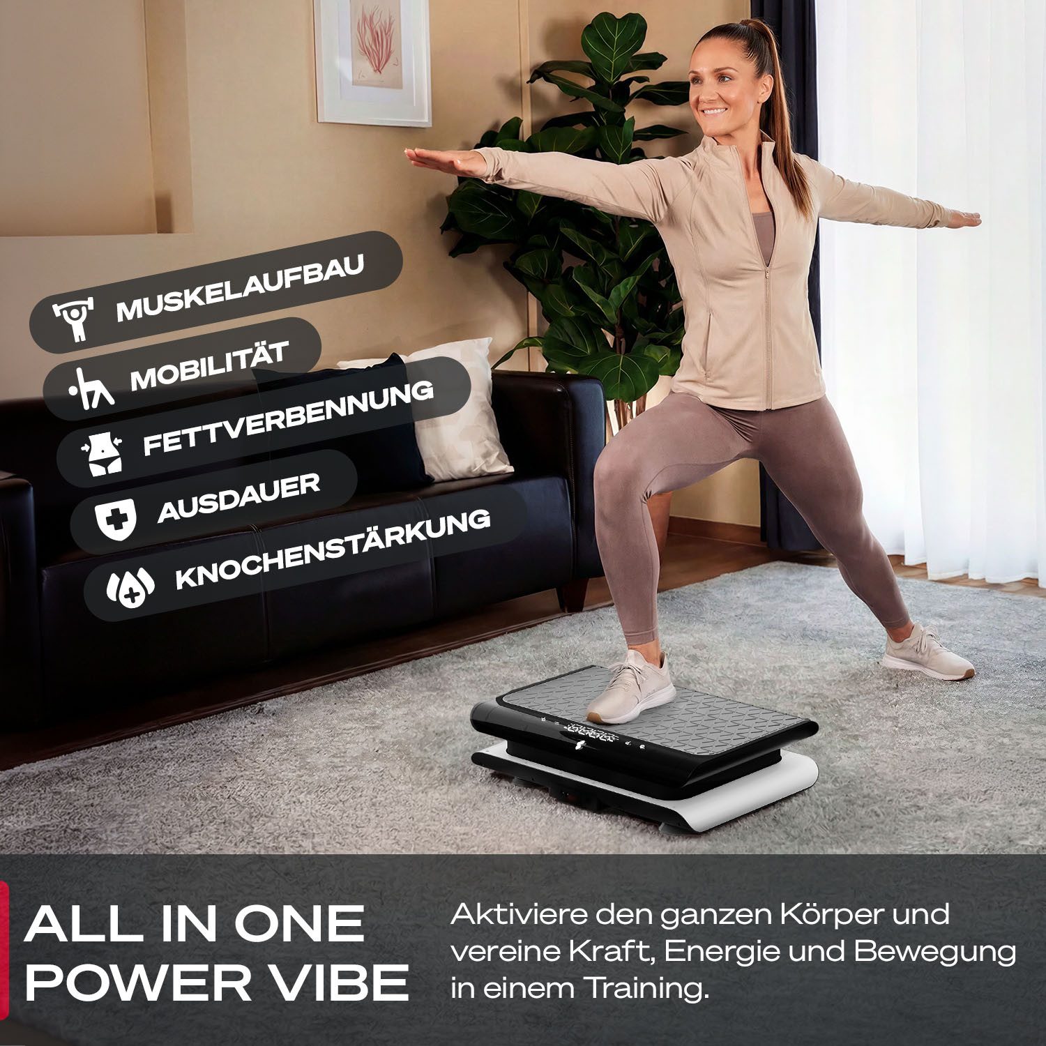 Sportstech Vibrationsplatte sVibe Lite, 200 W, 99 Intensitätsstufen