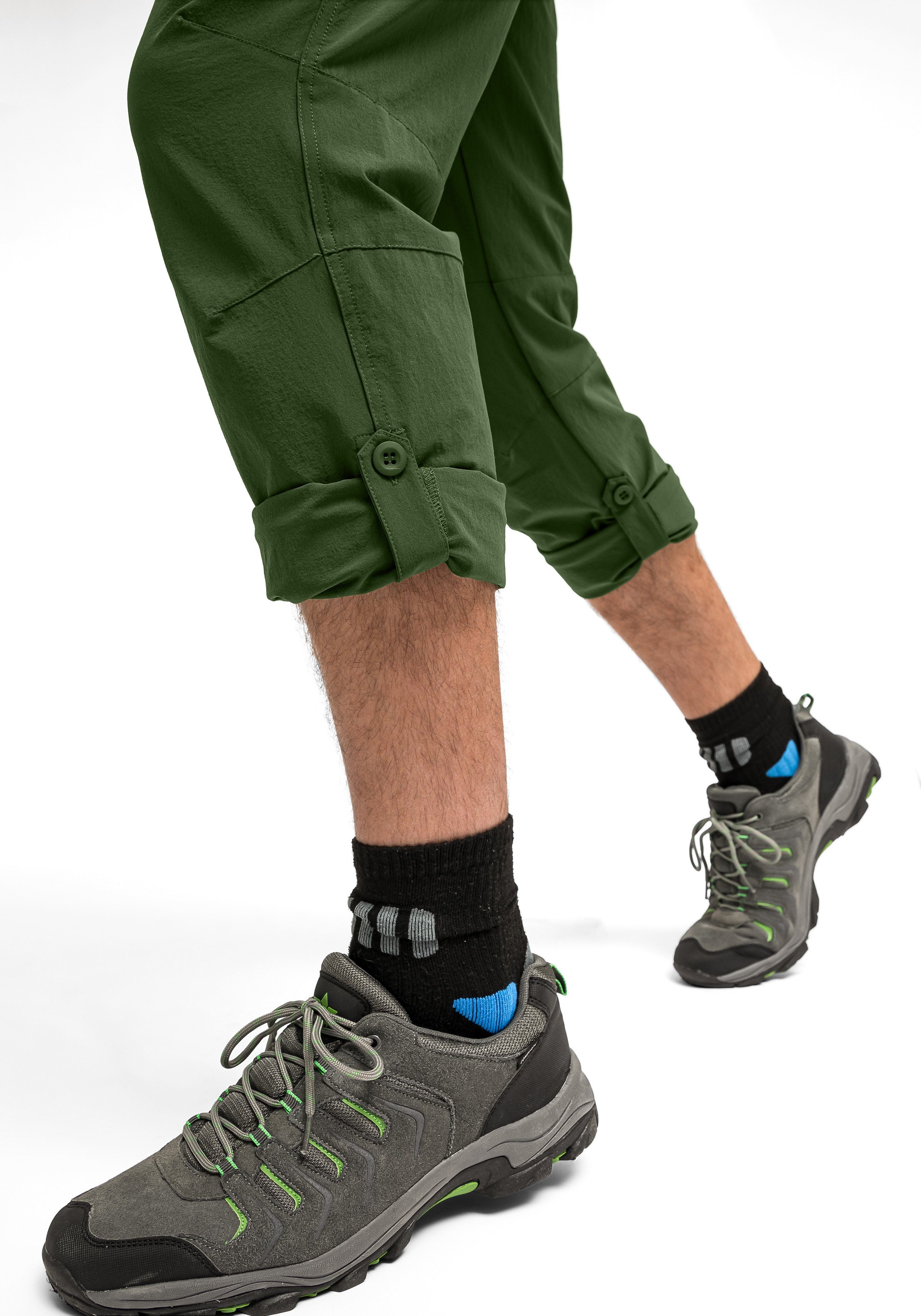 Maier Sports Funktionshose Nil Herren up Outdoor-Hose Wanderhose, atmungsaktive Funktion mit dunkelgrün Roll