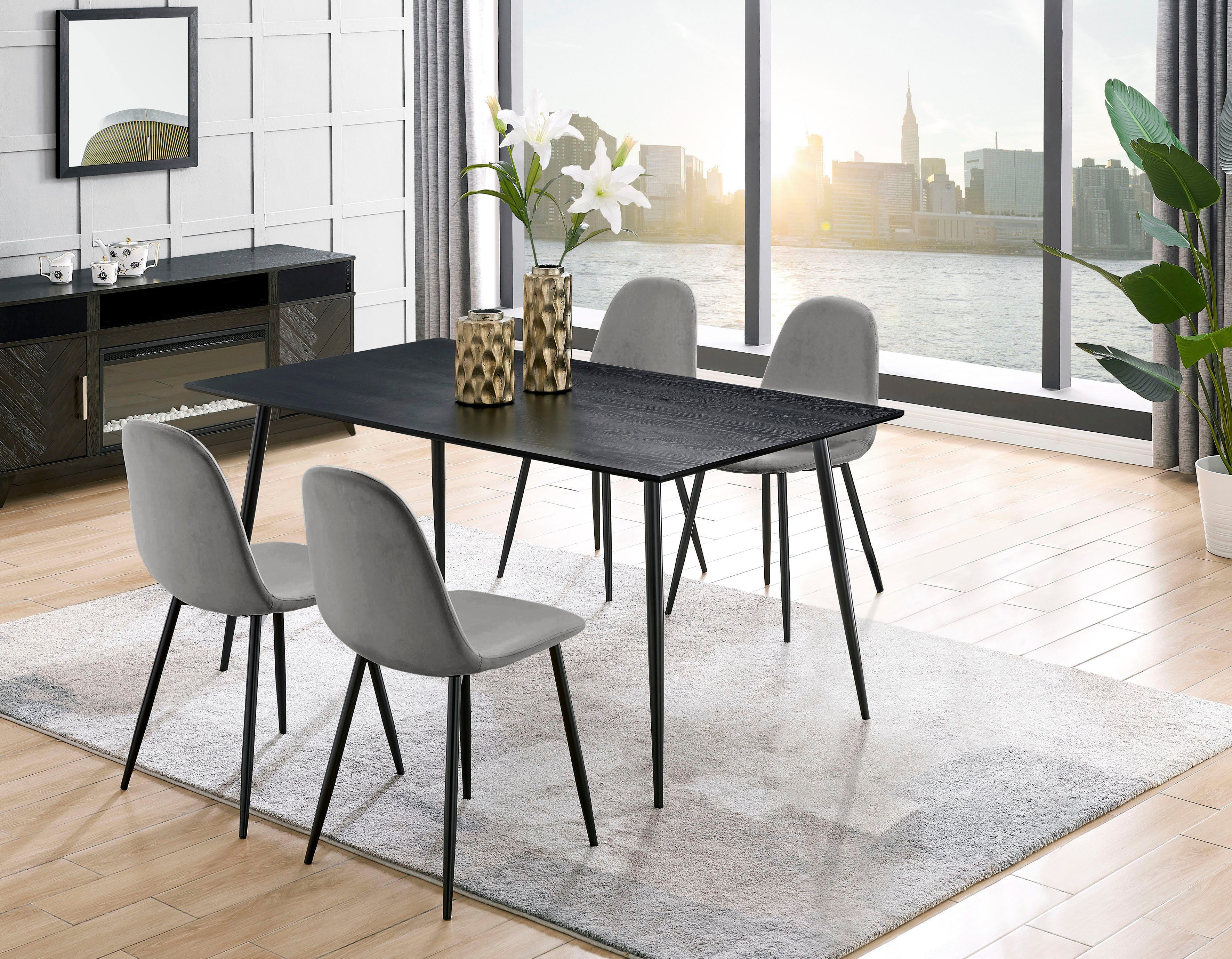 Leonique Essgruppe Eadwine, TOPSELLER! Tisch plus 4 Stühle, Sitzgruppe, (Se günstig online kaufen