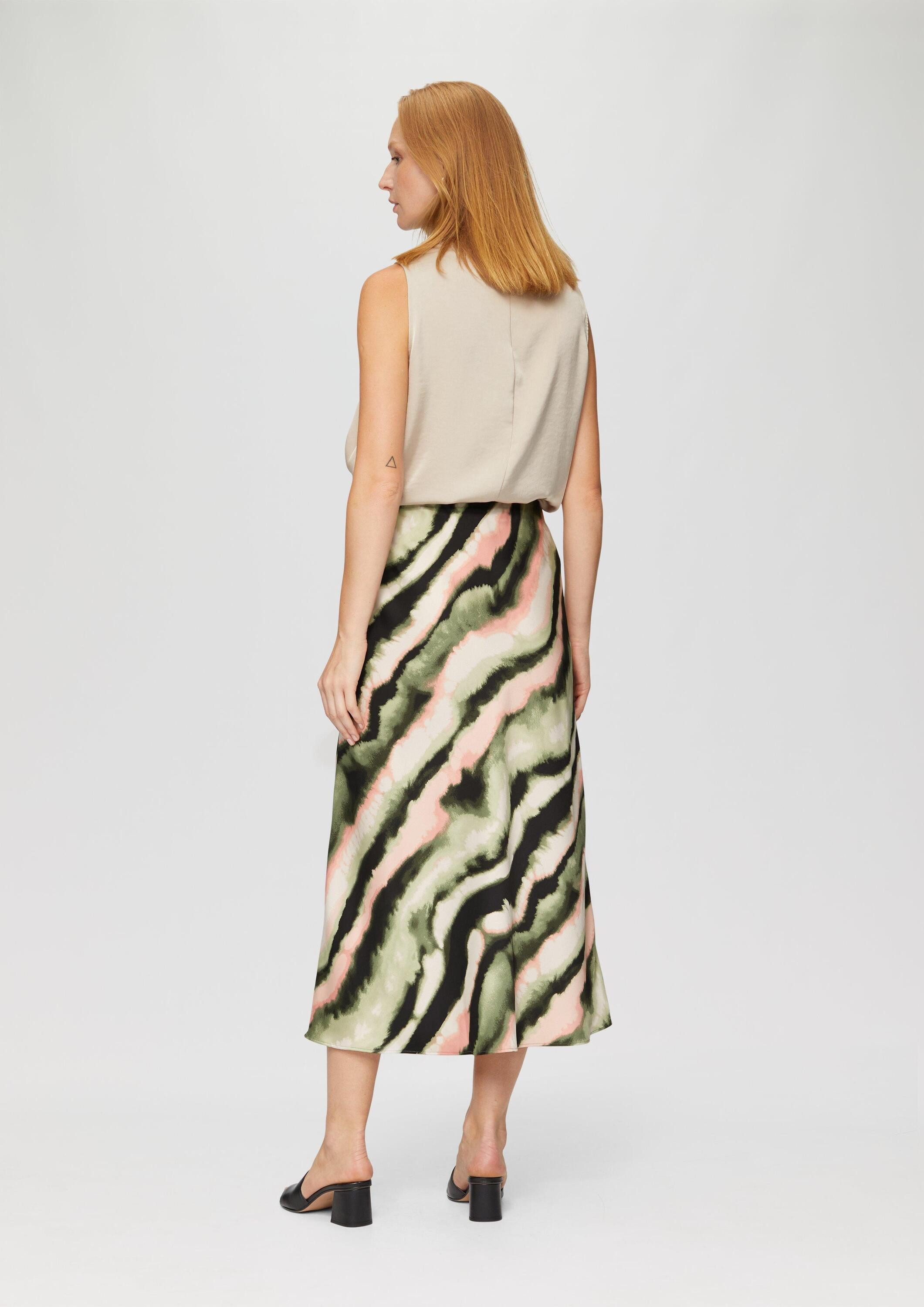 s.Oliver Maxirock Rock Satin-Rock mit elastischem Bund und All-over-Print