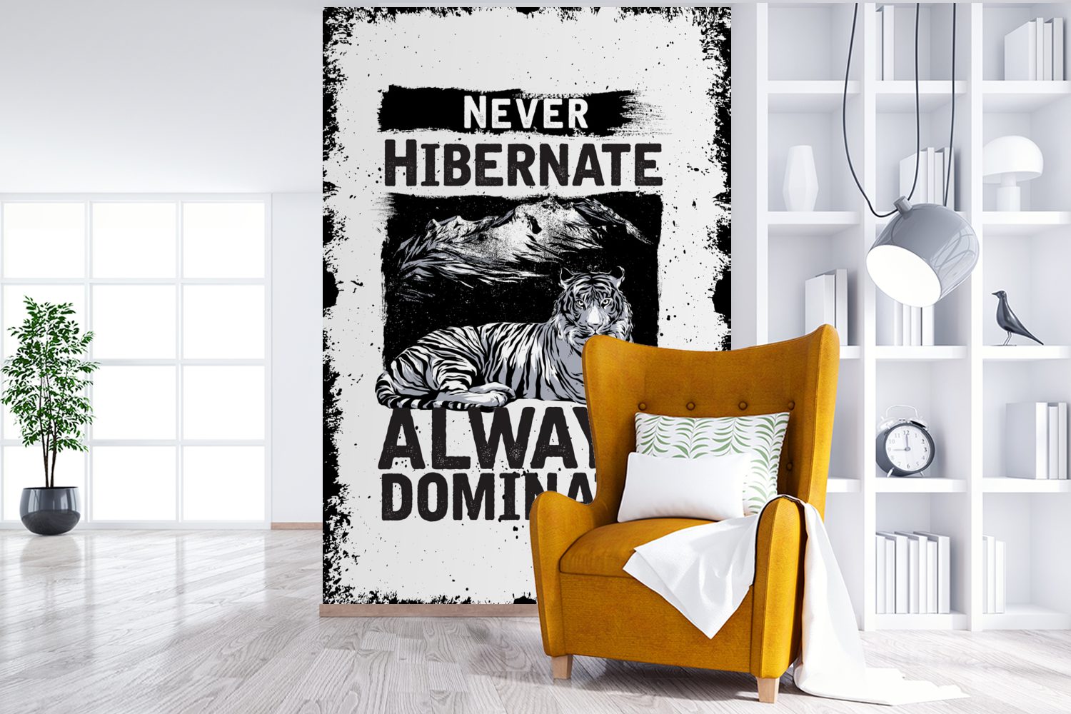 MuchoWow Wohnzimmer, St), Matt, Montagefertig Jahrgang Wandtapete Tiger Design, Vinyl - (3 bedruckt, Tapete - für Fototapete