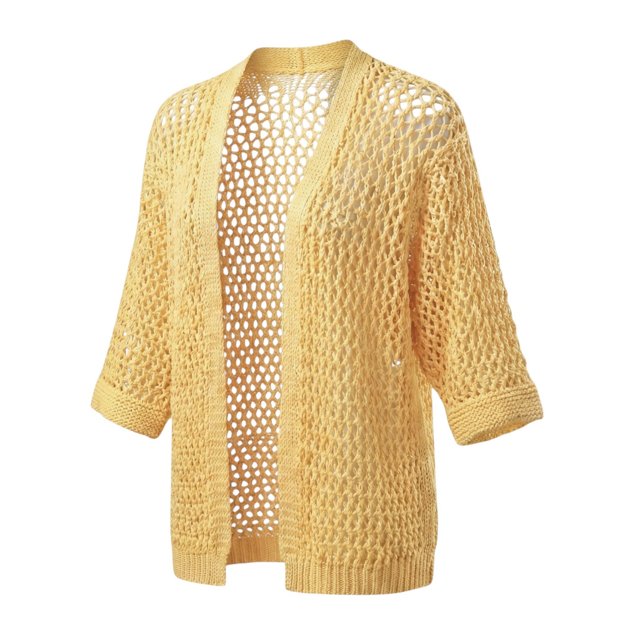 OriginalYou Cardigan Damen Strickjacke Häkelmuster luftiger Sommer Cardigan modernes Loch-Strick-Muster, One Size 40-44
