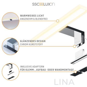 SSC-LUXon LED Bilderleuchte LINA 3-in-1 Design Bad Spiegelleuchte 30cm warmweiss LED 8W IP44 chrom, Warmweiß