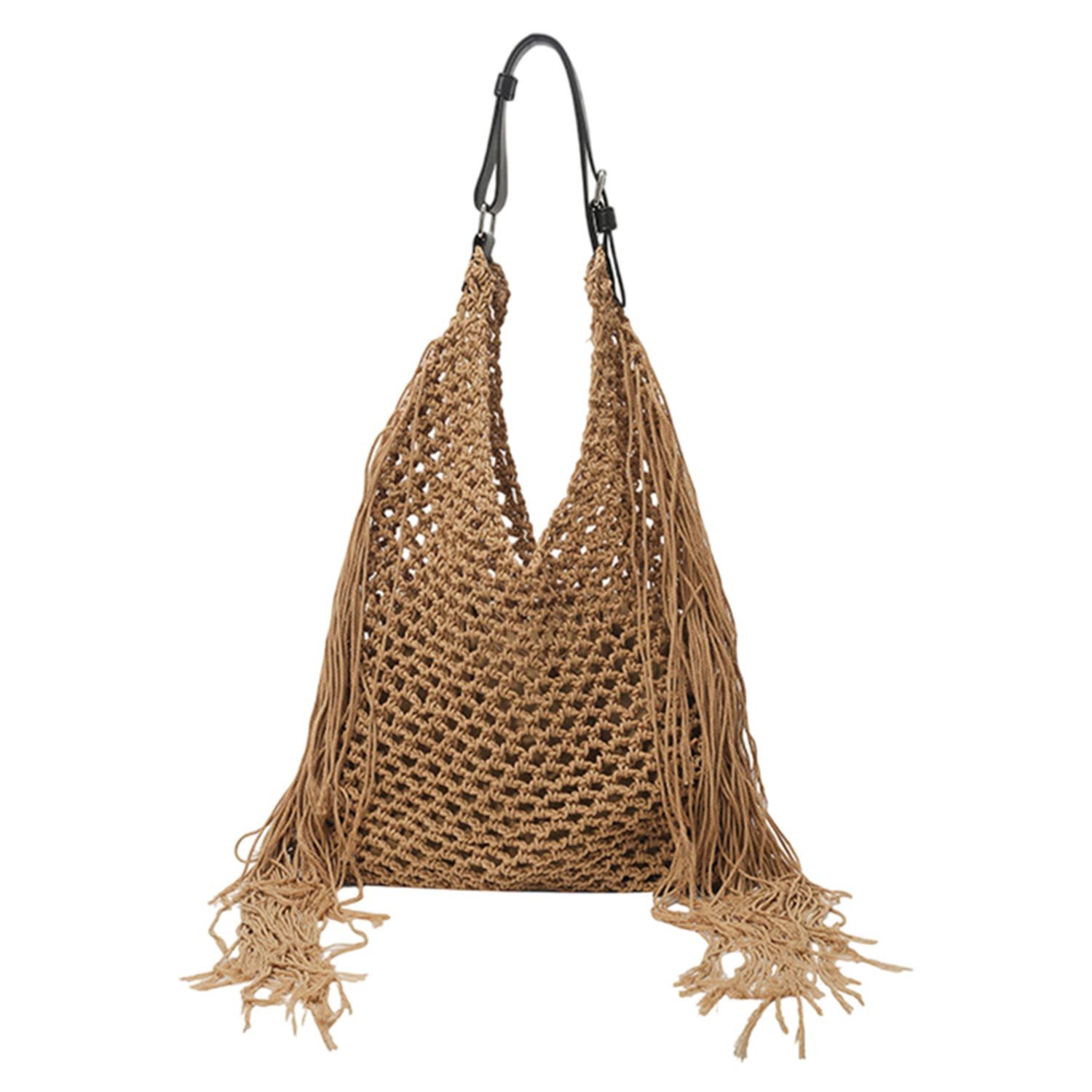 Refttenw Umhängetasche Hohle Strandtasche, Quasten-Einkaufstasche, gewebte günstig online kaufen