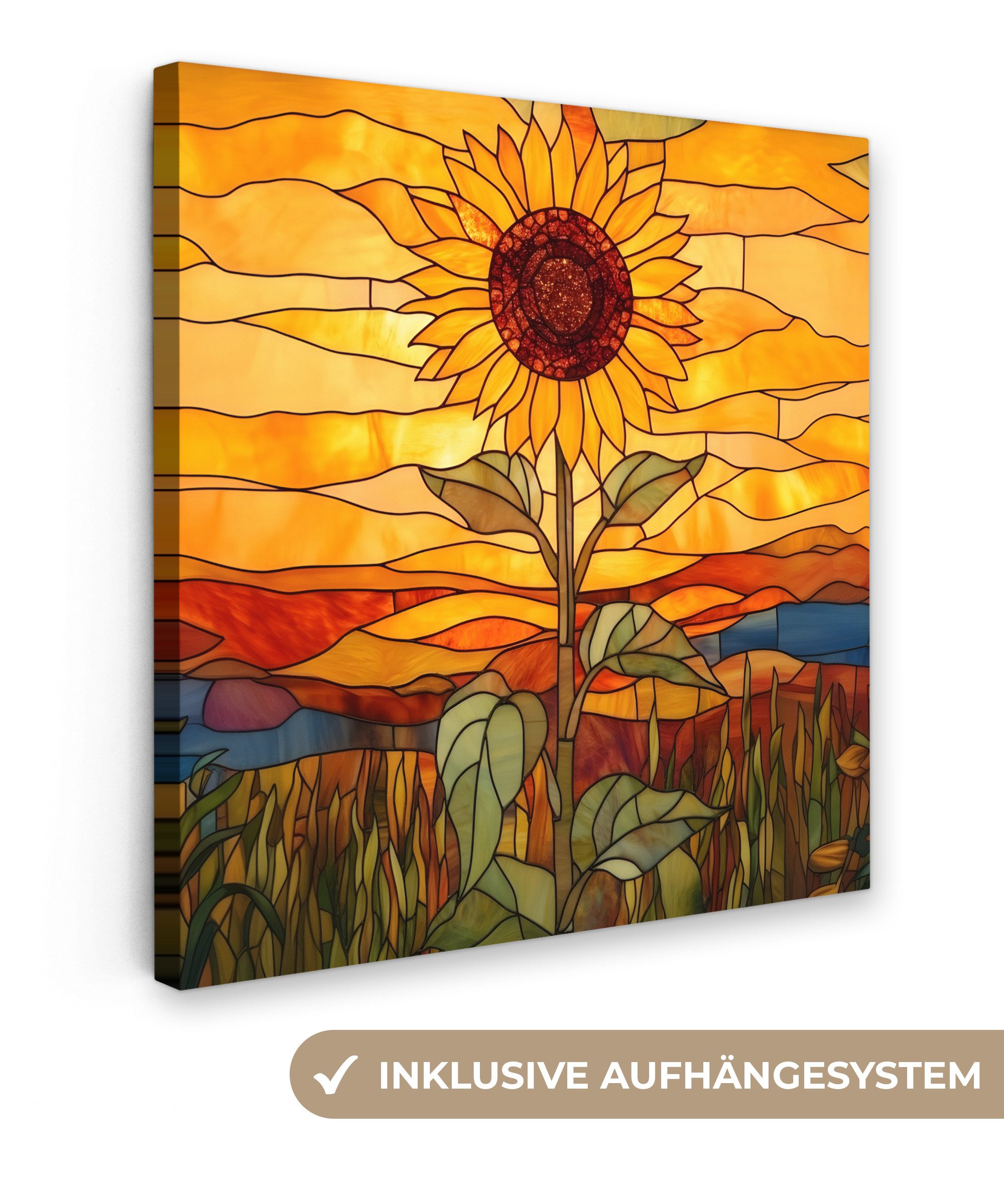 OneMillionCanvasses® Leinwandbild Sonnenblume - Mosaik - günstig online kaufen