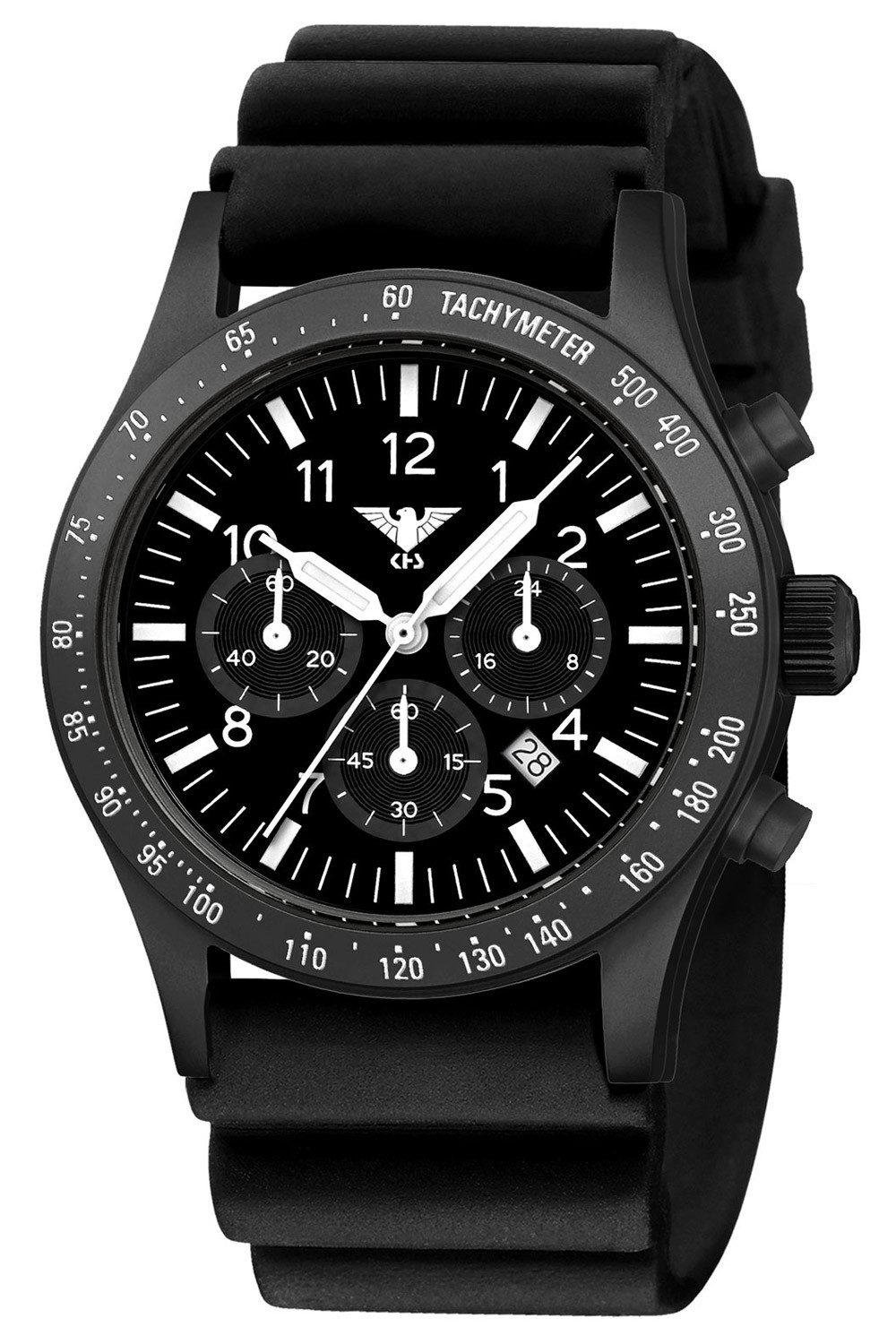 KHS Chronograph PLABSSC.DB, für Herren-Solaruhr Platoon Schwarz