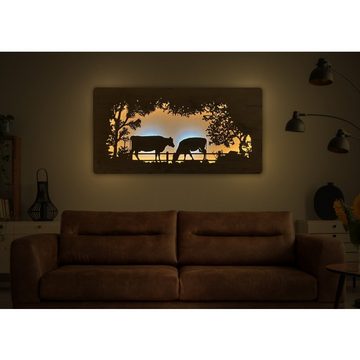 WohndesignPlus LED-Bild LED-Wandbild "Kühe" 120cm x 60cm mit 230V, Tiere, DIMMBAR! Viele Größen und verschiedene Dekore sind möglich.