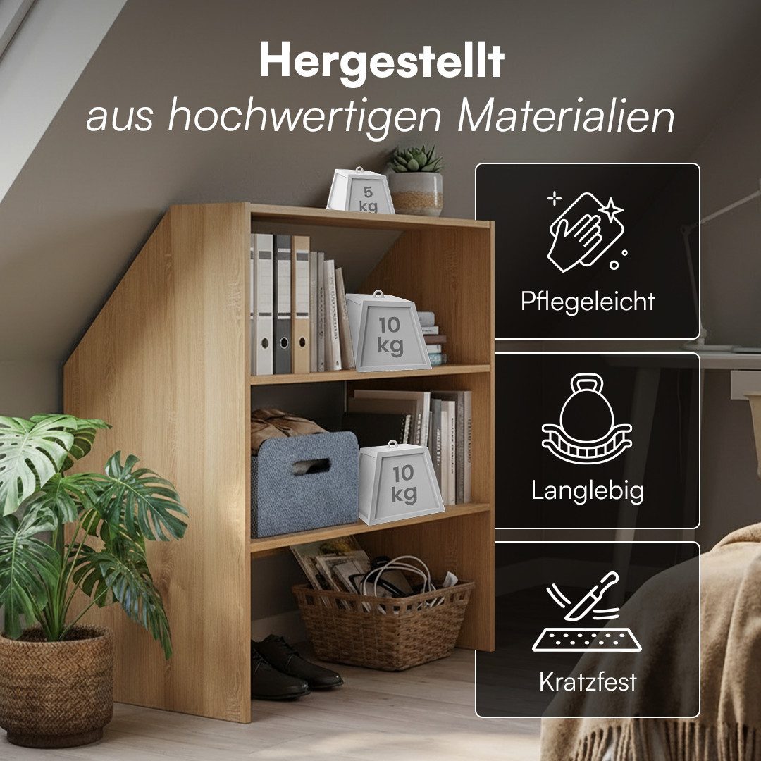 Bellamio Regal Aland Dachschrägenregal mit 45°-Winkel, Regal für Dachschrägen, Eiche, 90 cm breit, verfügbar mit & ohne Türen – Bild 4 von 5