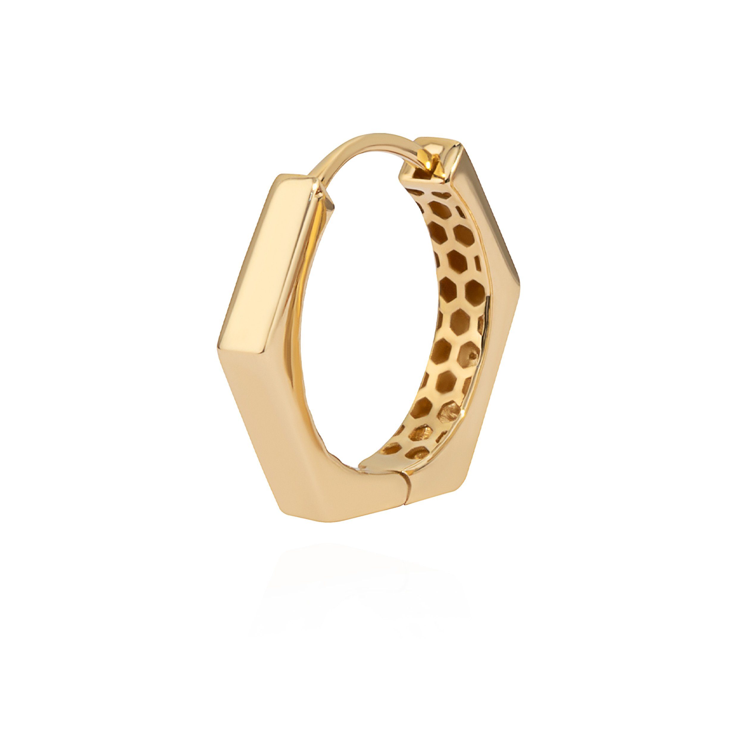 NKlaus Klappcreolen Einzel 18mm Creole 8-eckig 585 Gelb Golb 14 Karat Klappcreole elegante