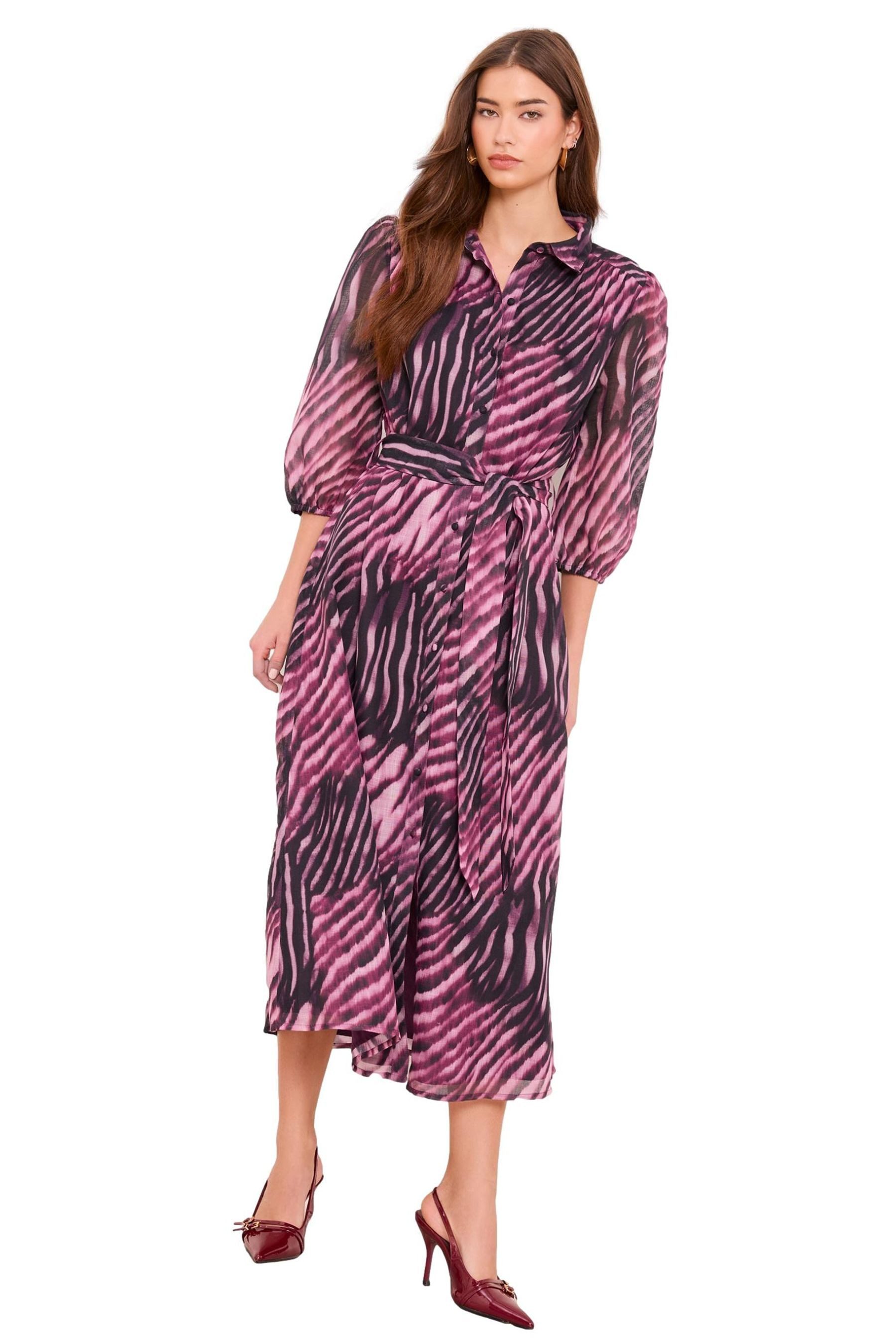 LIPSY Midikleid Lipsy Midi-Hemdkleid mit Animalprint und 3/4-Ärmel (1-tlg)