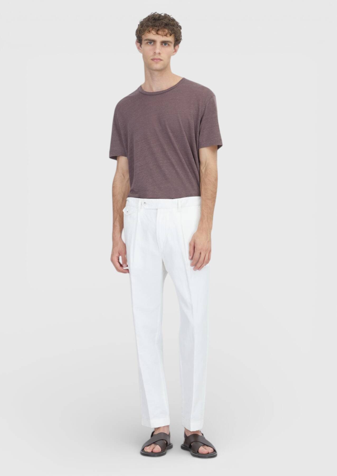 RAMSEY Chinohose Weiße lockere Baumwollhose mit Mix