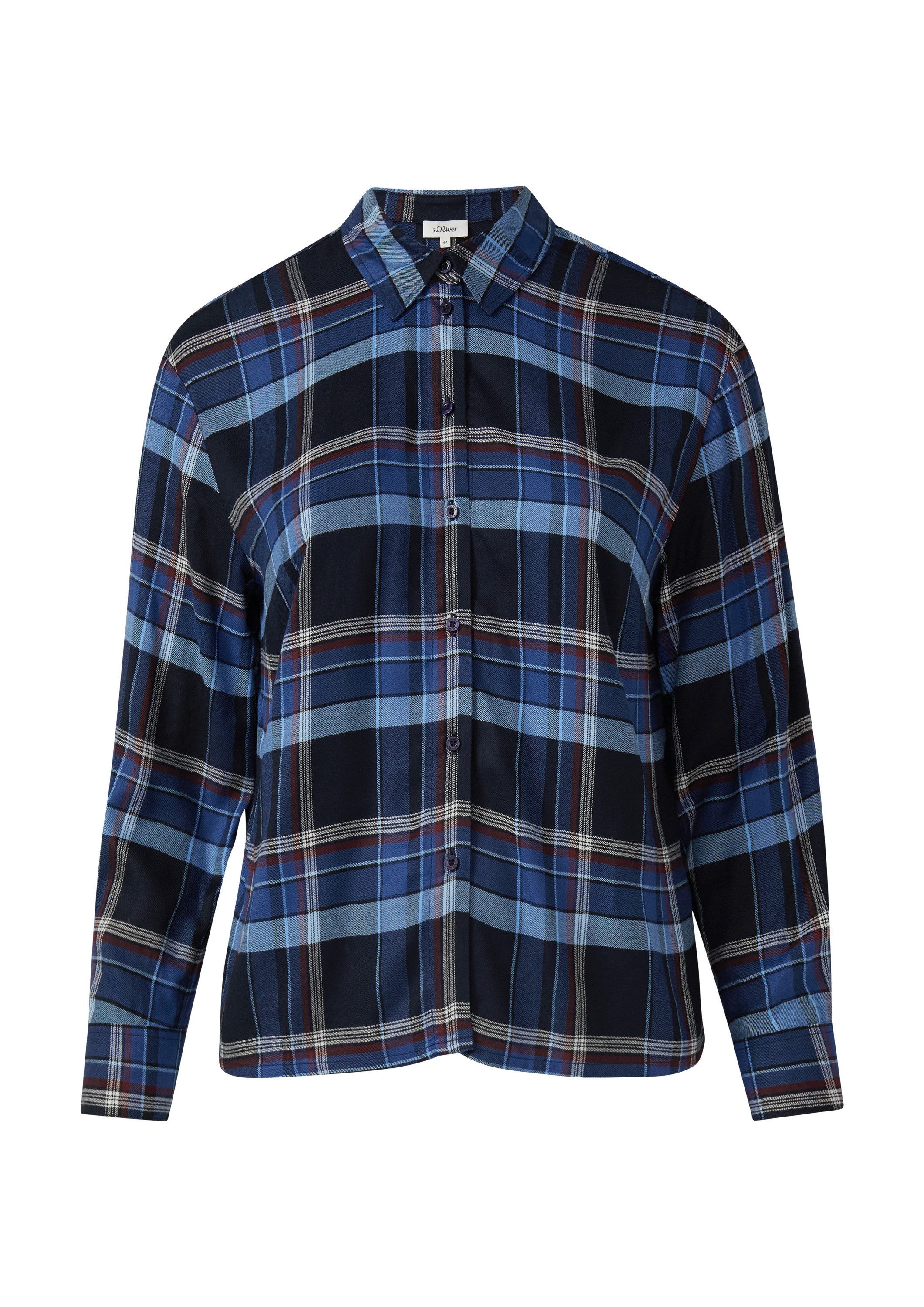 s.Oliver Langarmbluse Bluse Karierte Hemdbluse mit Raffung am Rücken günstig online kaufen