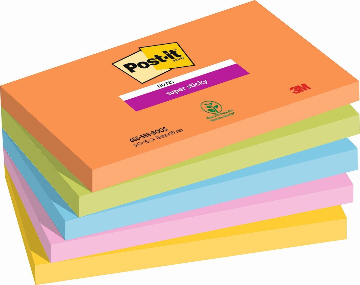 Notes, Sticky Post-it® Super 76 Post-it Haftnotizen 127 Klemmen mm, Boost x