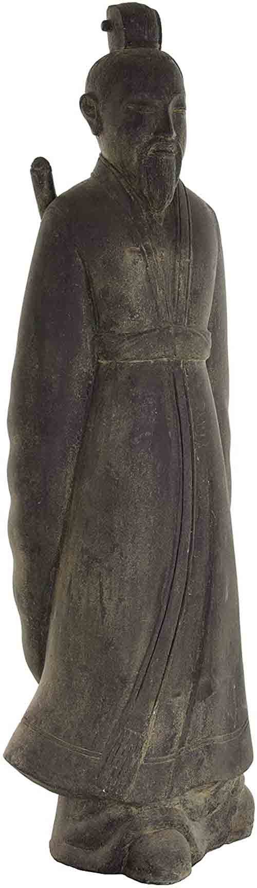 Krines Home Dekofigur Gartenfigur Samurai stehend Steinguss/Steinfigur Weiser Mann 163cm, Statue Krieger für Haus und Garten