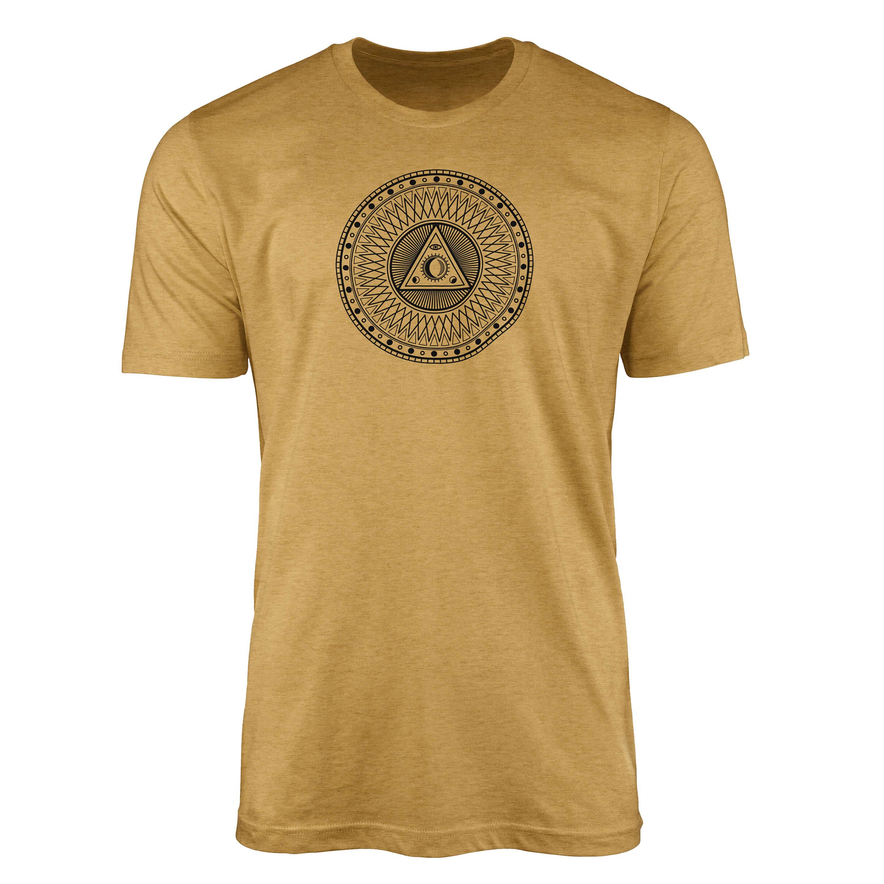 Sinus Art T-Shirt Premium T-Shirt Alchemy Serie Symbole angenehmer Tragekomfort feine Struktur No.0032 Antique Gold | T-Shirts