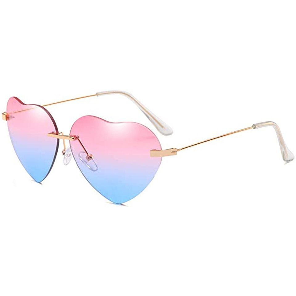 BEARSU Sonnenbrille Sonnenbrille für Frauen Randlose Metallrahmen Dünne  herzförmige Sonnenbrille UV400