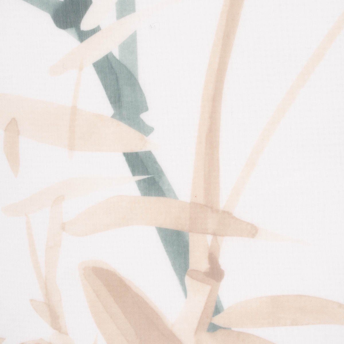 SCHÖNER LEBEN. Meterware Gardinenstoff Gardinenstores Blätterzweige raumhoch weiß grün gelb 3, halbtransparent, Polyester, made in Germany, mit Bleiband, pflegeleicht, überbreit