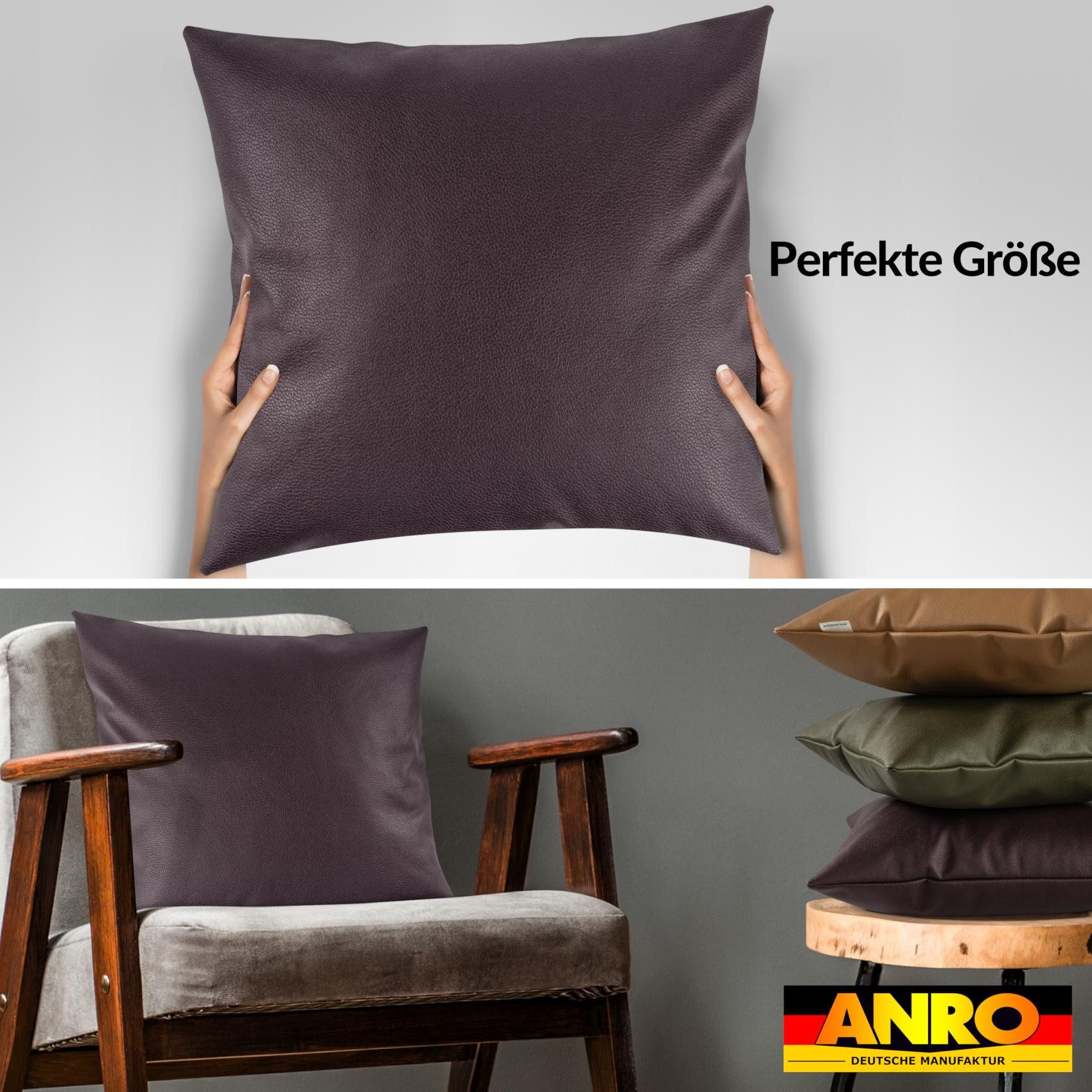 Kisska Dekokissen Kissenhülle KUMO atmungsaktive Kunstleder Kissenbezug Zierkissen, Kissenüberzug ohne Füllung Leder-Optik UNI 40x40cm Einfarbig Braun