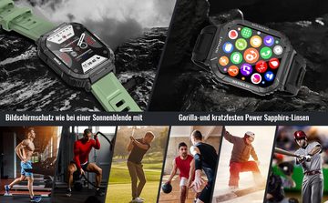 Nendefin Smartwatch (1,83 Zoll, Android, iOS), Telefonfunktion 1,83" Touchscreen Armbanduhr 5ATM Wasserdicht Sportuhr