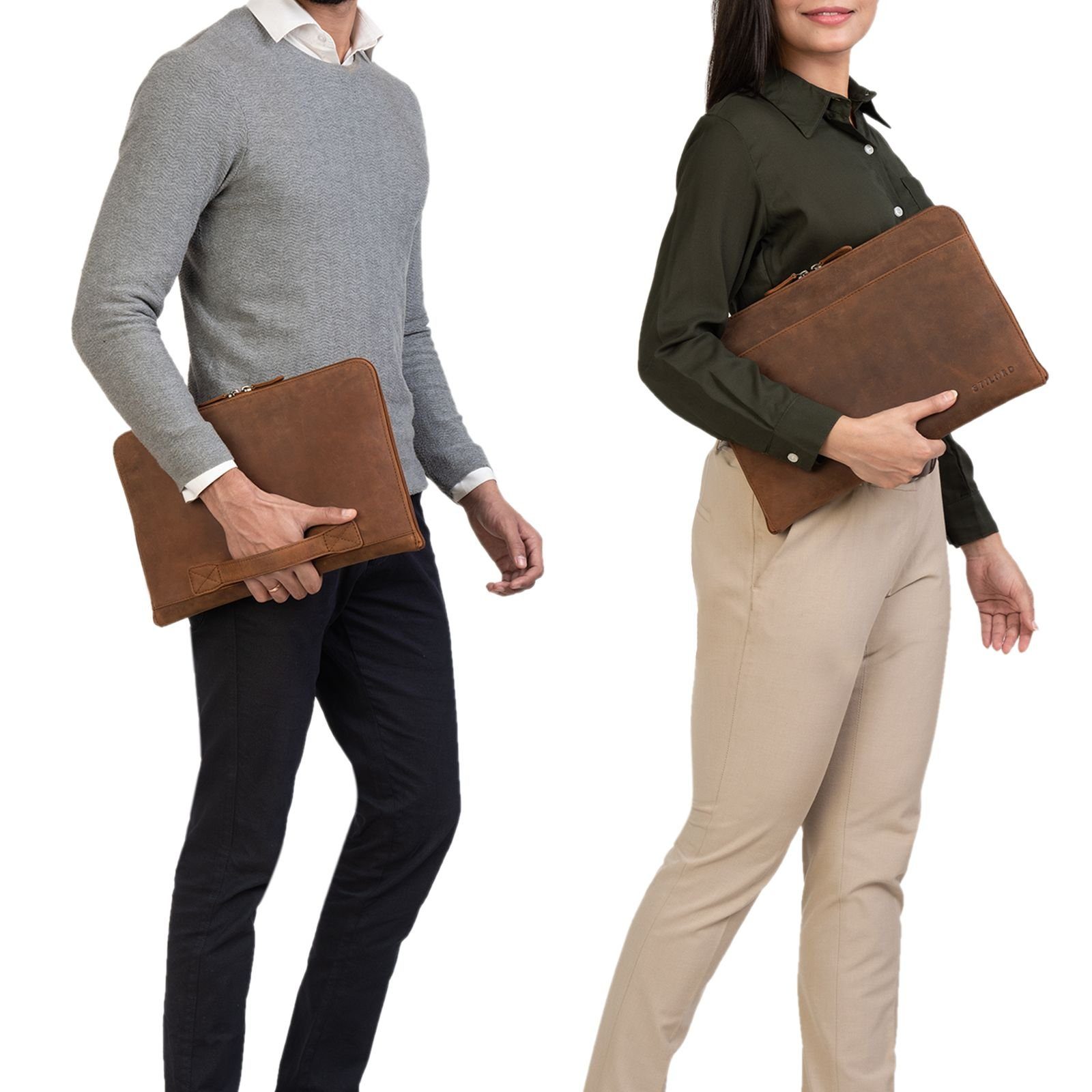 STILORD Laptop-Hülle "Troy" Laptoptasche 13.3 Zoll Leder für MacBook