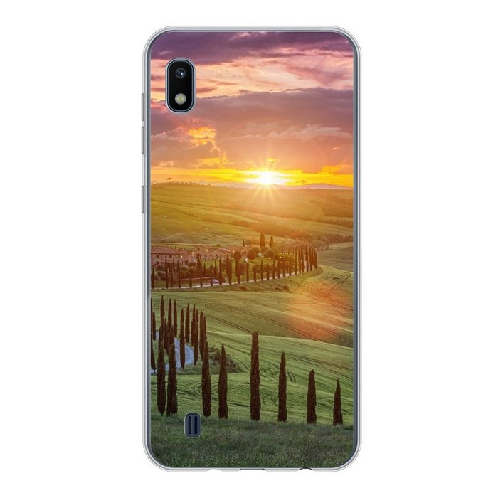 MuchoWow Handyhülle Italien - Sonnenuntergang - Toskana Handyhülle Samsung Galaxy A10 Smartphone-Bumper Print Handy