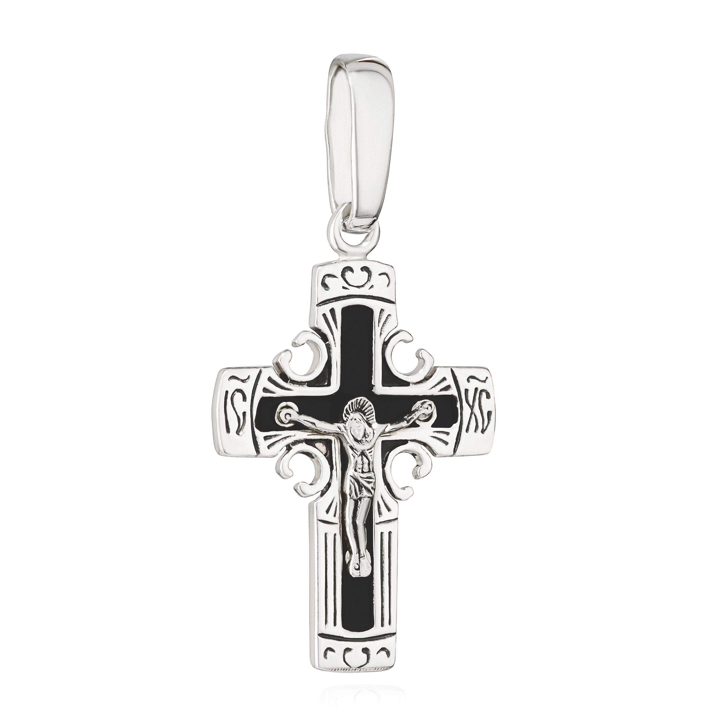 NKlaus Kettenanhänger 925 Silber Kreuzanhänger 25mm x 18,6mm Kruzifix Anhänger Jesus Christu