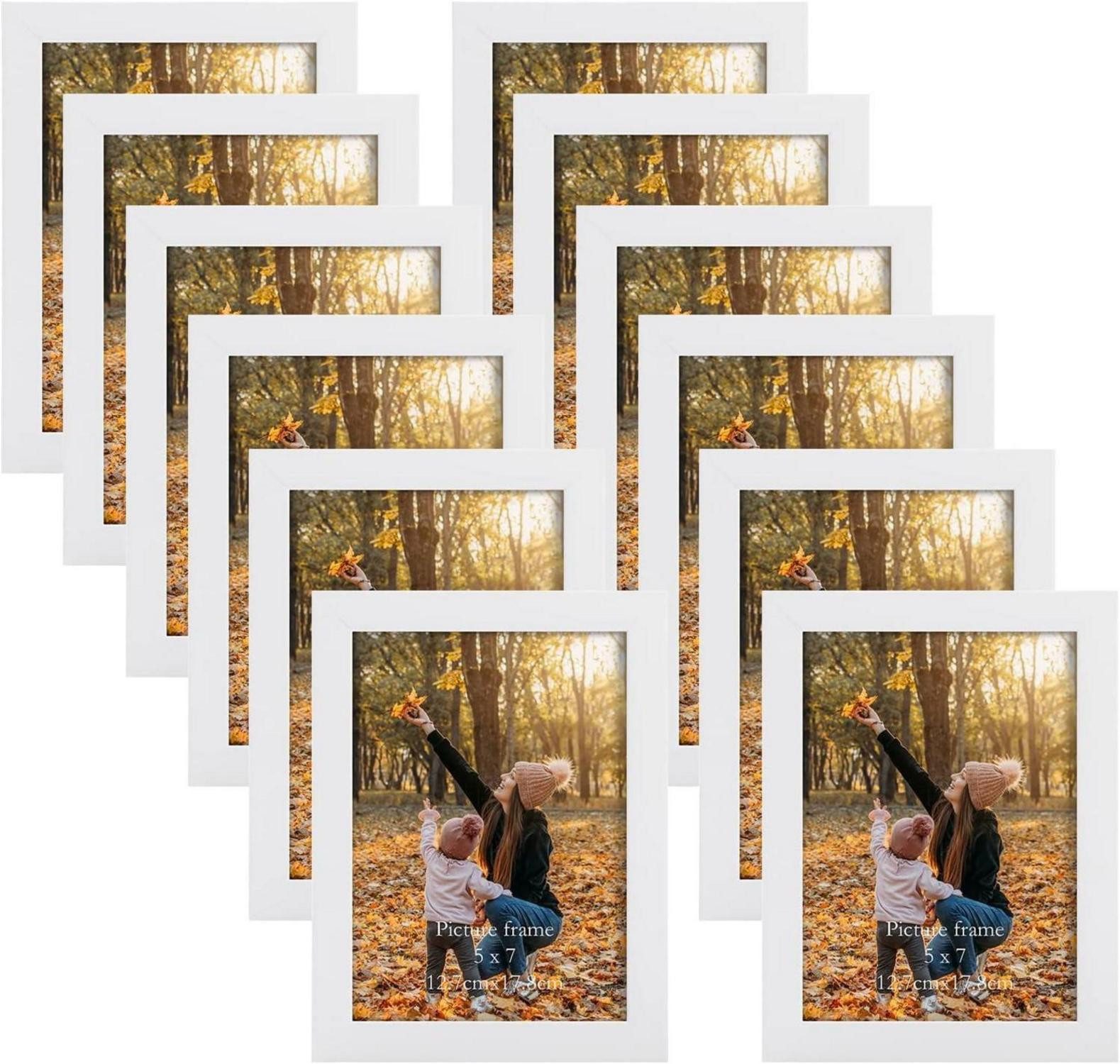 LuxusKollektion Bilderrahmen-Set 12er Set Bilderrahmen 13x18 cm Weiße Collage für Fotos Modern Leicht