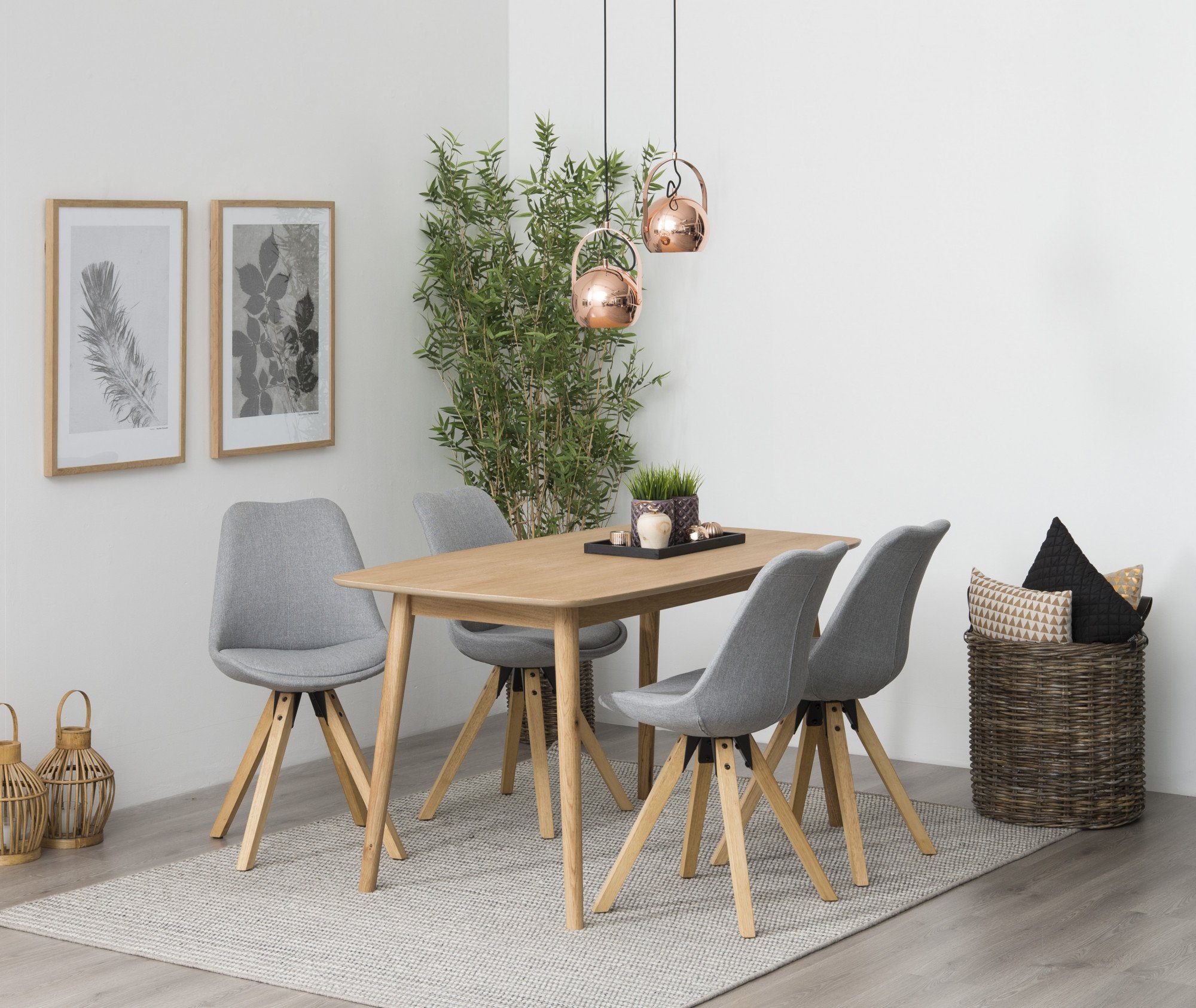ACTONA GROUP Esszimmerstuhl Dian (Set, 2 St), Organisch geformter Sitz mit Kissen. Beine aus Massivholz Gummibaum