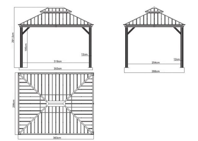 Clemens Hobby Tec Set: Pavillon Messina 10x12, BxT: 363x298 cm, anthrazit