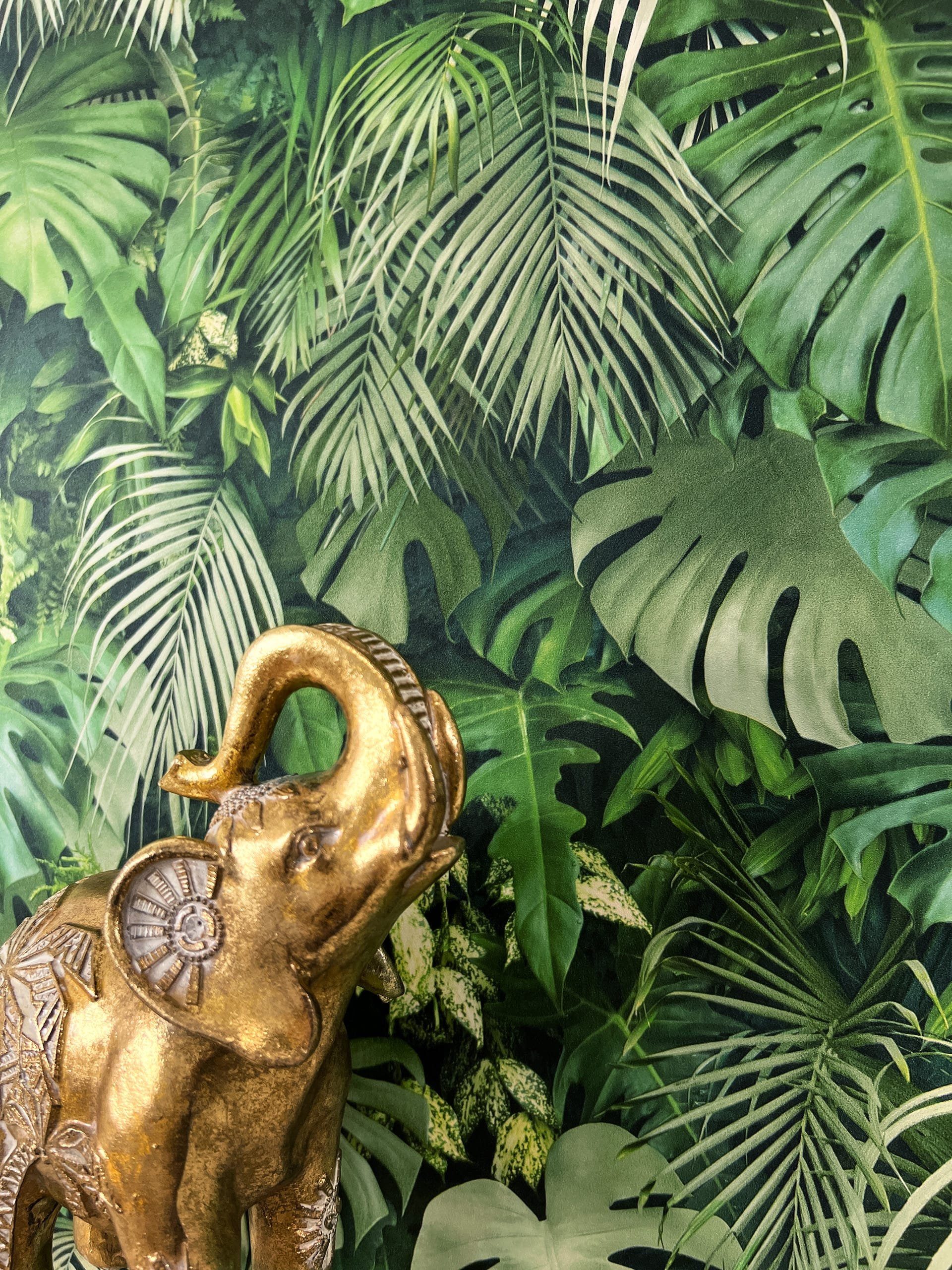 Newroom Vliestapete, Grün Tapete Modern Dschungel - Mustertapete Blumentape günstig online kaufen