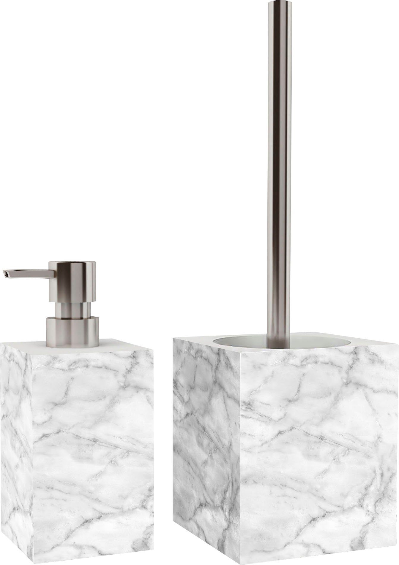 Sanilo Badaccessoire-Set Marmor, 2-teiliges Set aus Seifenspender und WC-Bü günstig online kaufen
