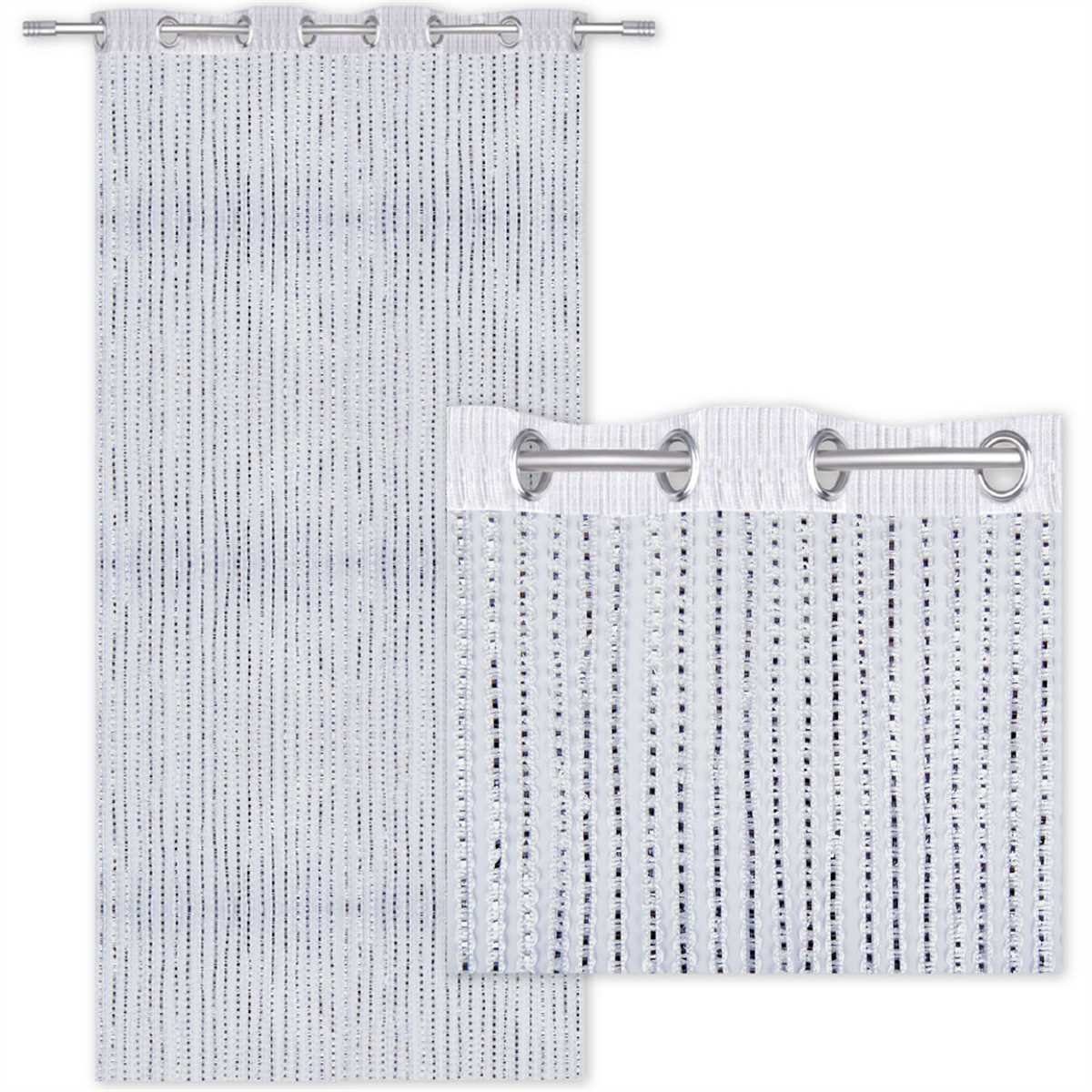 Bestlivings Metallic Fadenvorhang Trennvorhang Gardine 140 cm  x 250 cm Wei günstig online kaufen