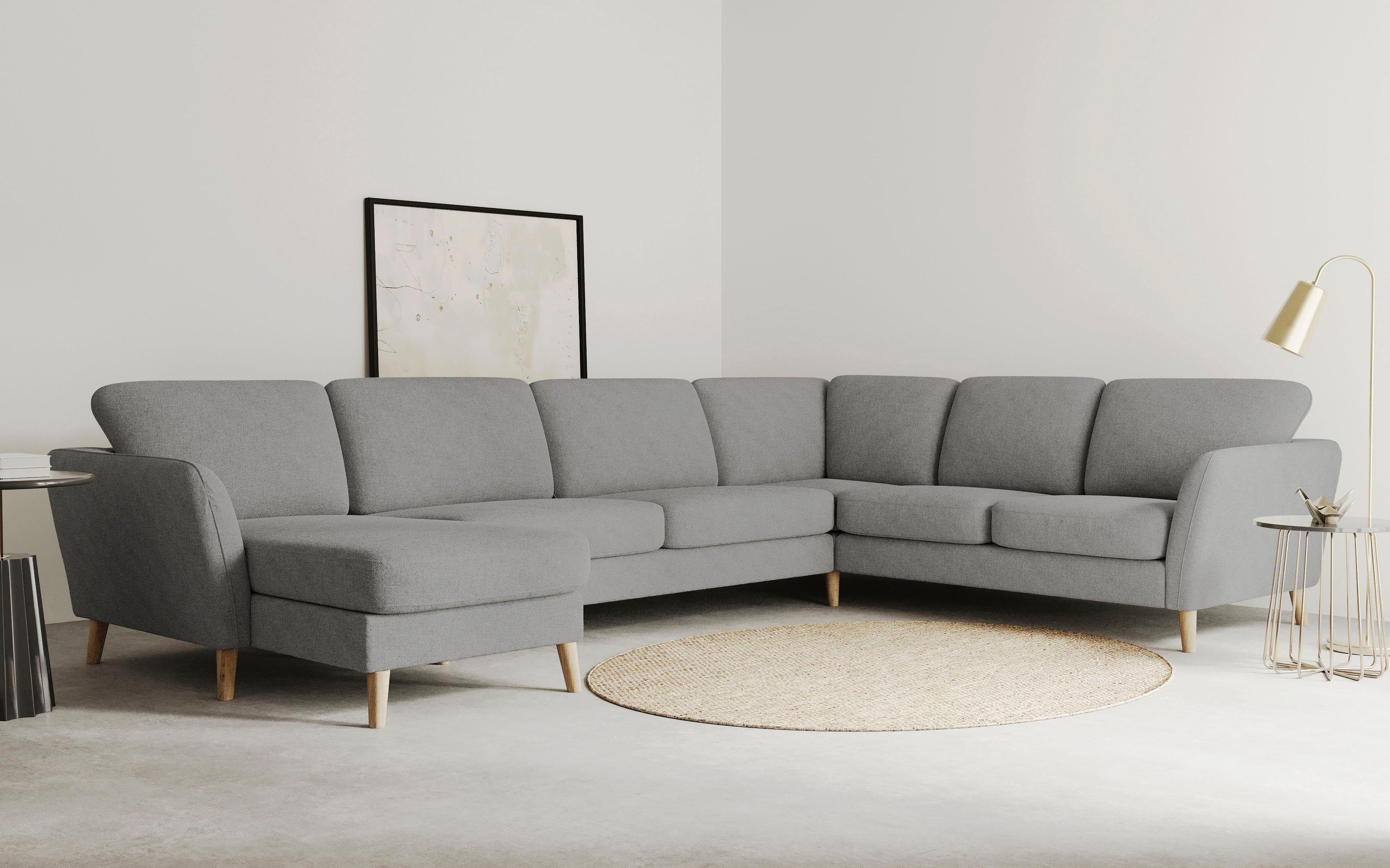 Home affaire Wohnlandschaft "MARSEILLE XXL 349cm, U-Form, Ottomane rechts/l günstig online kaufen