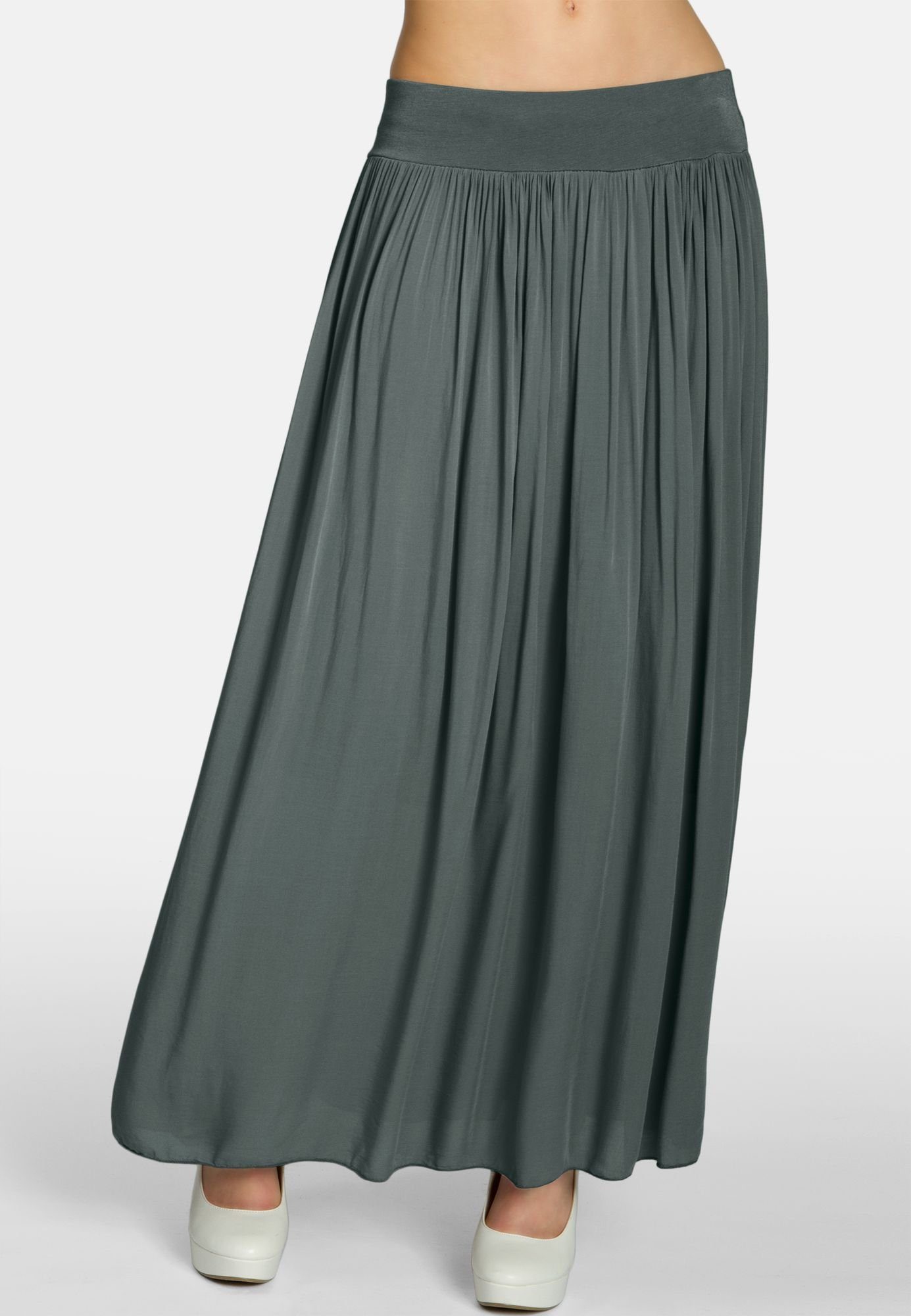 Caspar Faltenrock RO034 leichter langer eleganter Damen Sommer Rock Maxirock - bodenlang bei ca. 157 cm Körpergröße