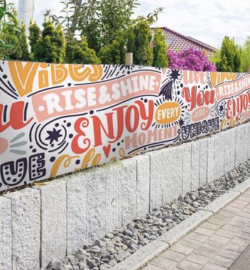 MyMaxxi Sichtschutzzaunmatten Zaunbanner Typographie bunt Sichtschutz Garten Zaun