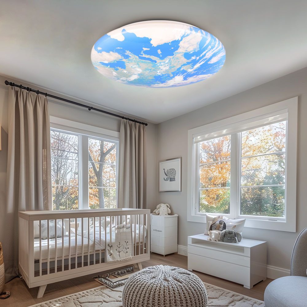 Reality Leuchten LED Deckenleuchte, LED-Leuchtmittel fest verbaut, Warmweiß, LED Deckenlampe Wohnzimmerleuchte Welt Deckenleuchte weiß