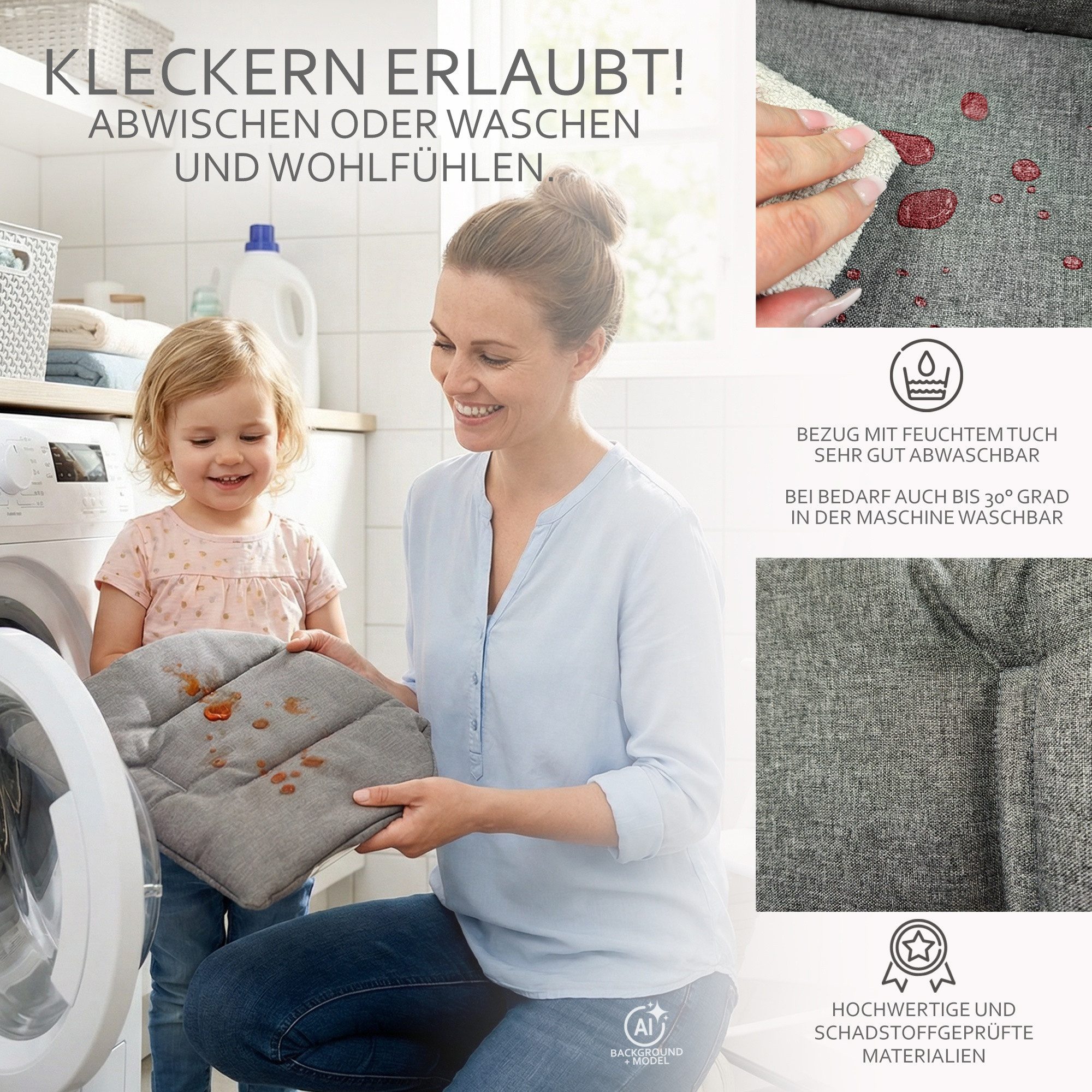 BambiniWelt by Rafael K. Hochstuhlauflage Ersatzbezug Bezug Sitzkissen kompatibel mit Stokke Tripp Trapp Mod. 2 – Bild 5 von 5