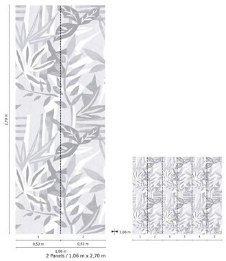 Newroom Vliestapete, [ 2,7 x 1,06m ] großzügiges Motiv - kein wiederkehrendes Muster - nahtlos große Flächen möglich - Fototapete Wandbild Dschungel Blätter Made in Germany