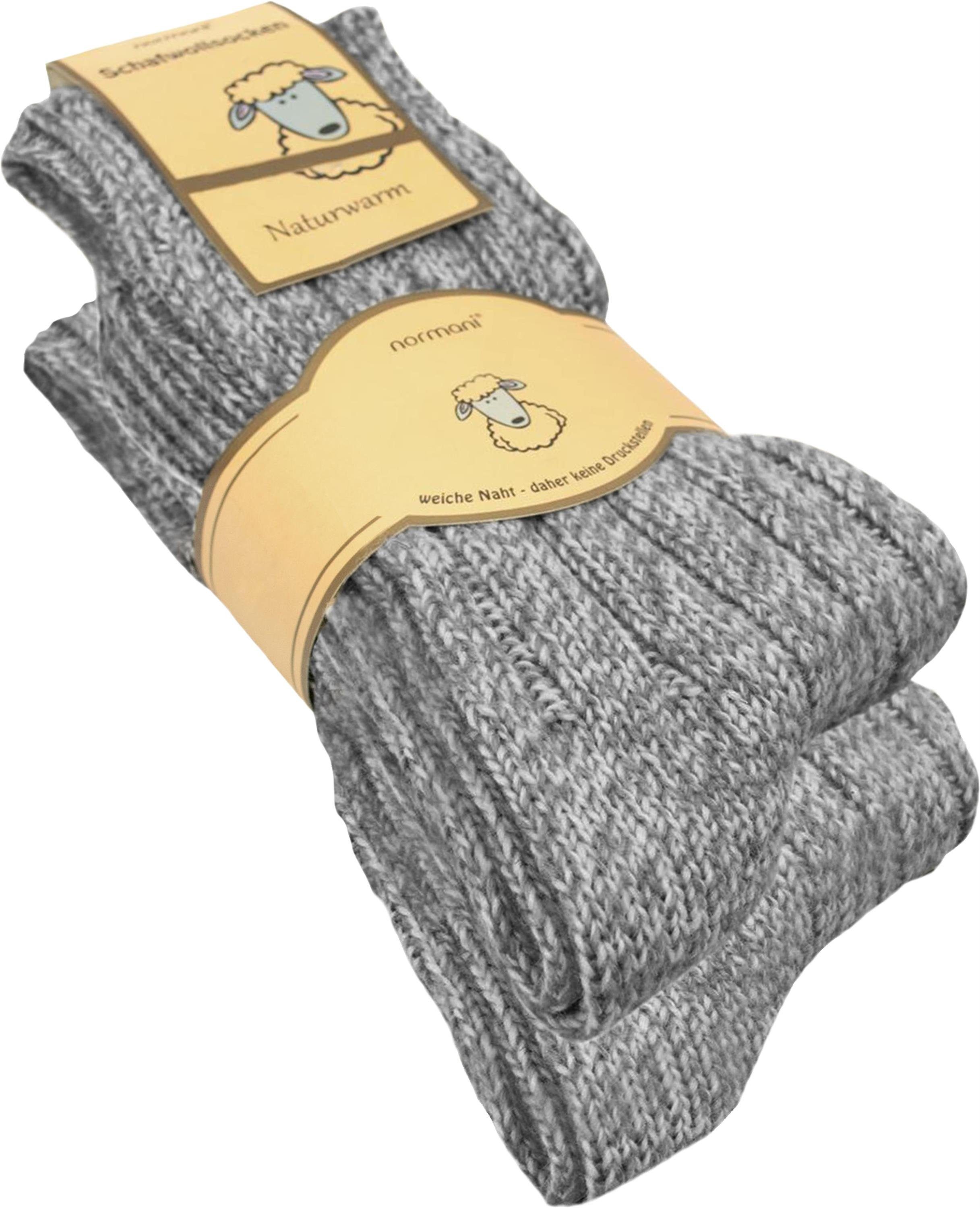 normani Thermosocken 2 Paar Norwegersocken aus Schafwolle (2 Paar) natürlich warm Graumelange