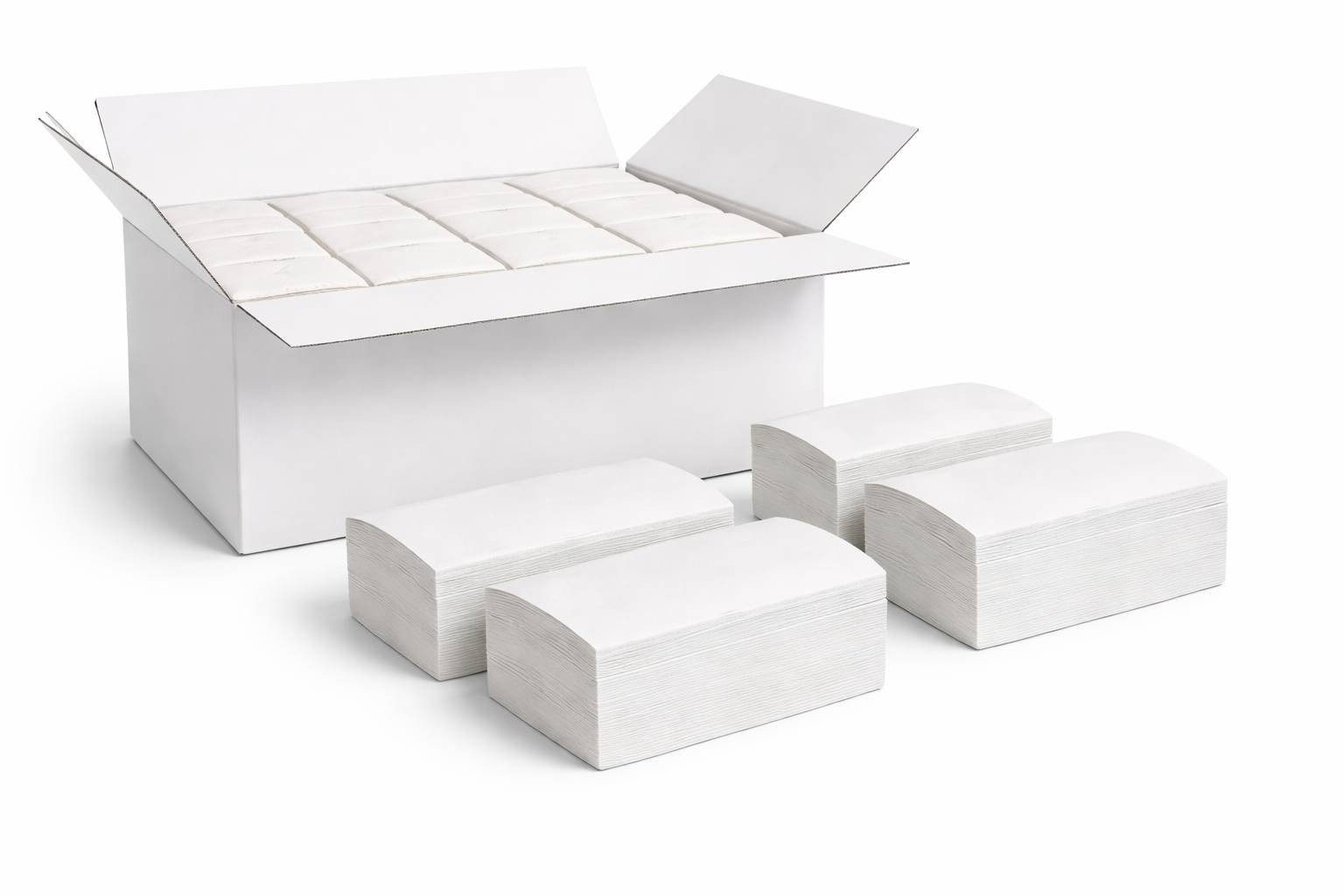 PACKEO Papierhandtuch Papierhandtücher VZZ-Falz 25×23 cm, 2-lagig weiß - 4000 Blatt (4000-St)