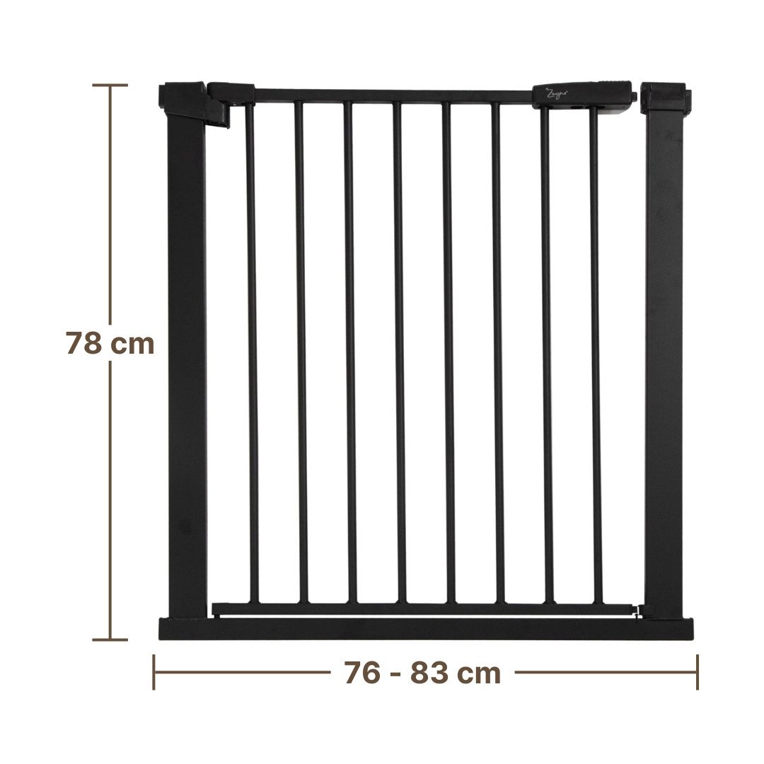 Zayno Türschutzgitter 76 bis 83 cm Schwarz inkl. Türrahmenschonern (Set, 5 St., Inklusive 4 Türrahmenschonern), auch als Treppenschutzgitter verwendbar – Bild 4 von 4