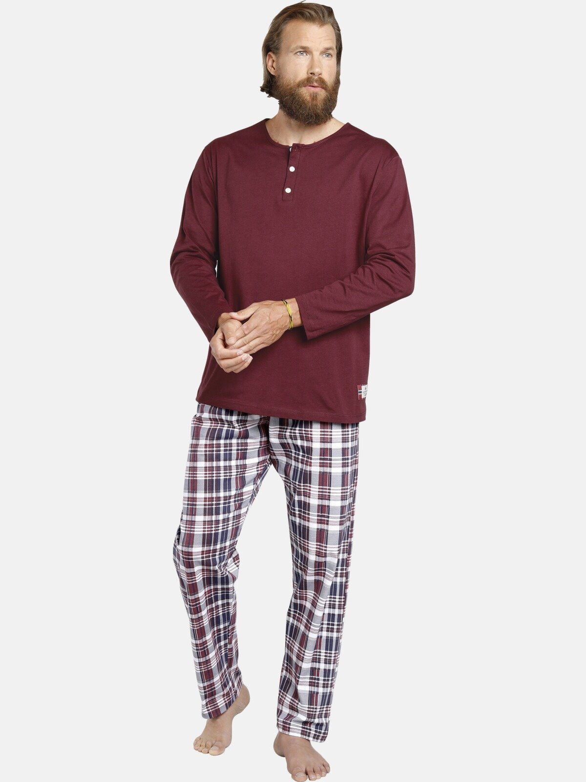Jan Vanderstorm Schlafanzug HELIMAR (Set, 3 tlg) aus weicher Baumwolle günstig online kaufen