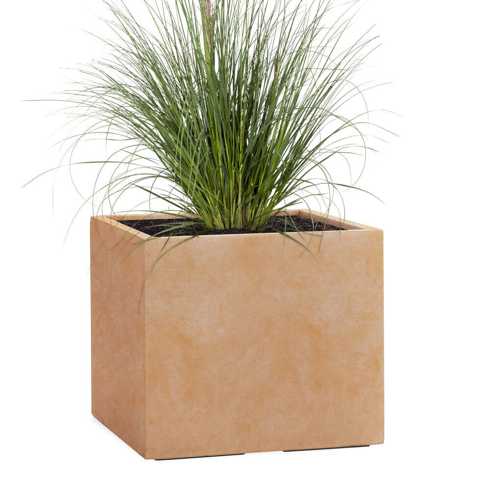 Pflanzwerk® Pflanzkübel CUBE Premium Fiberglas Blumenkübel Frostbeständig mit Lotus-Effekt, Lotus-Effekt - Handgefertigt - Eckig - Frostbeständig