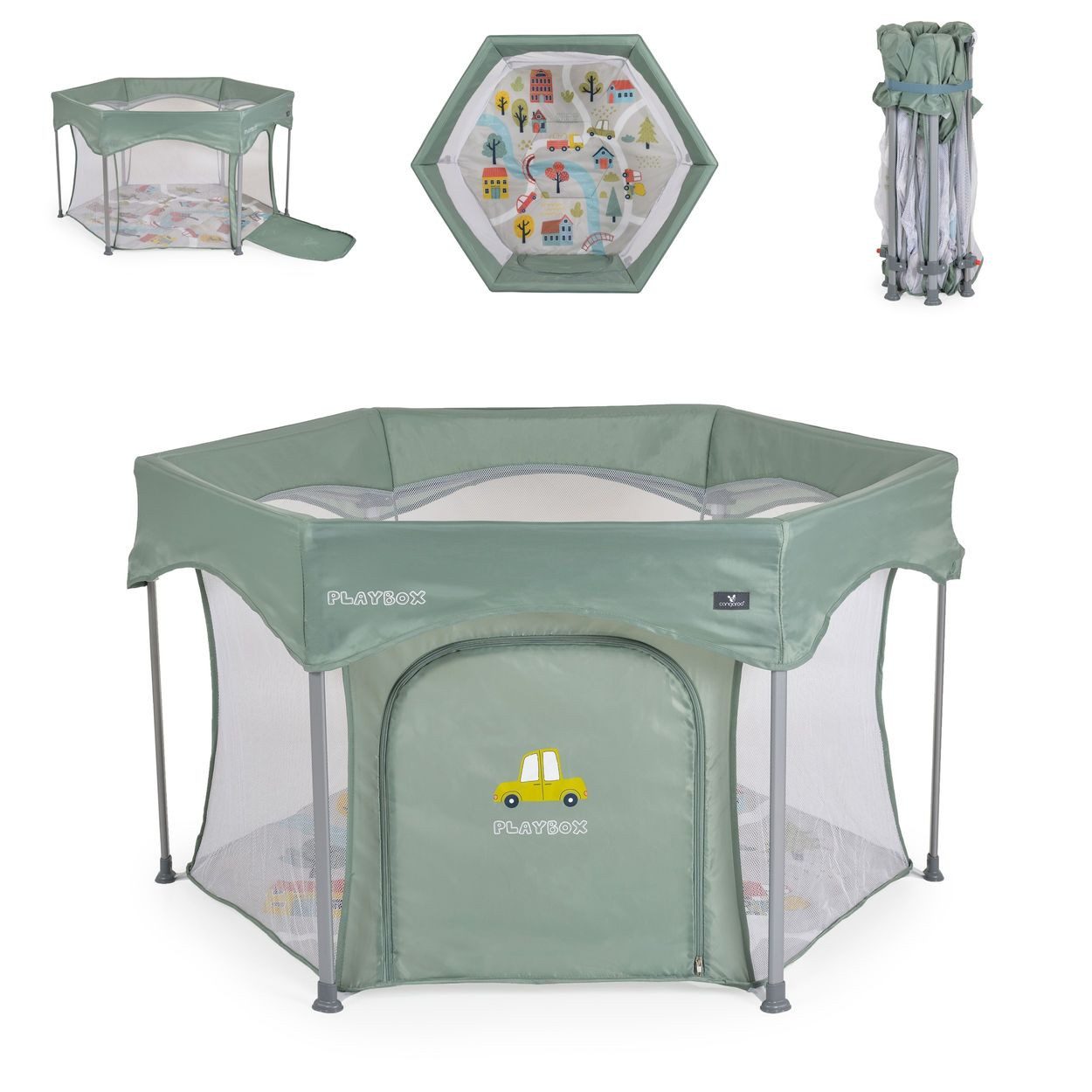 Cangaroo Laufstall Playbox, 139 x 118 cm, Matratze, Tragetasche, Öffnung, klappbar, Babyreisebett